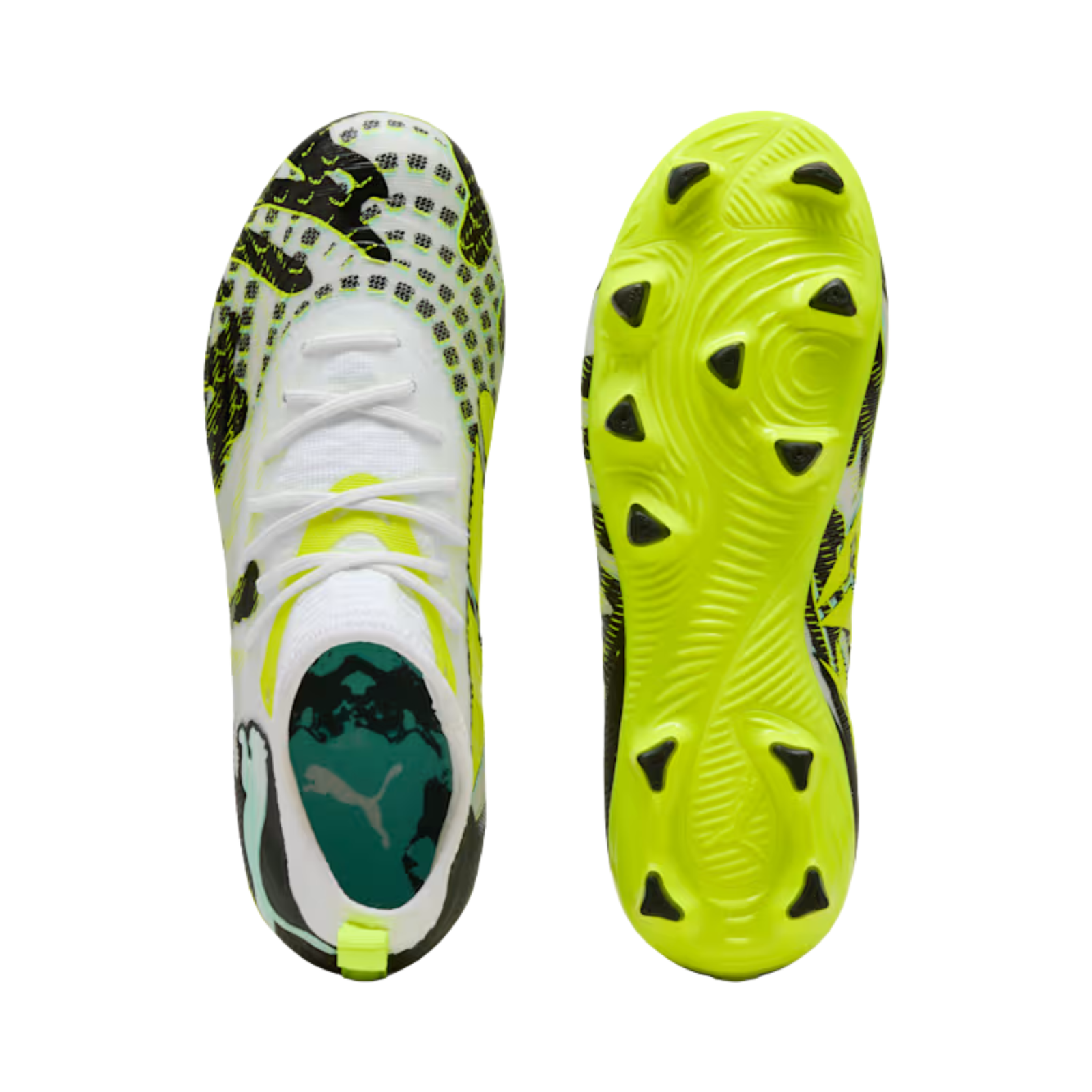 Puma Jr. Future 9 Match Creativity FG/AG Soccer Cleats (Yellow Alert/Mint Jelly/White)