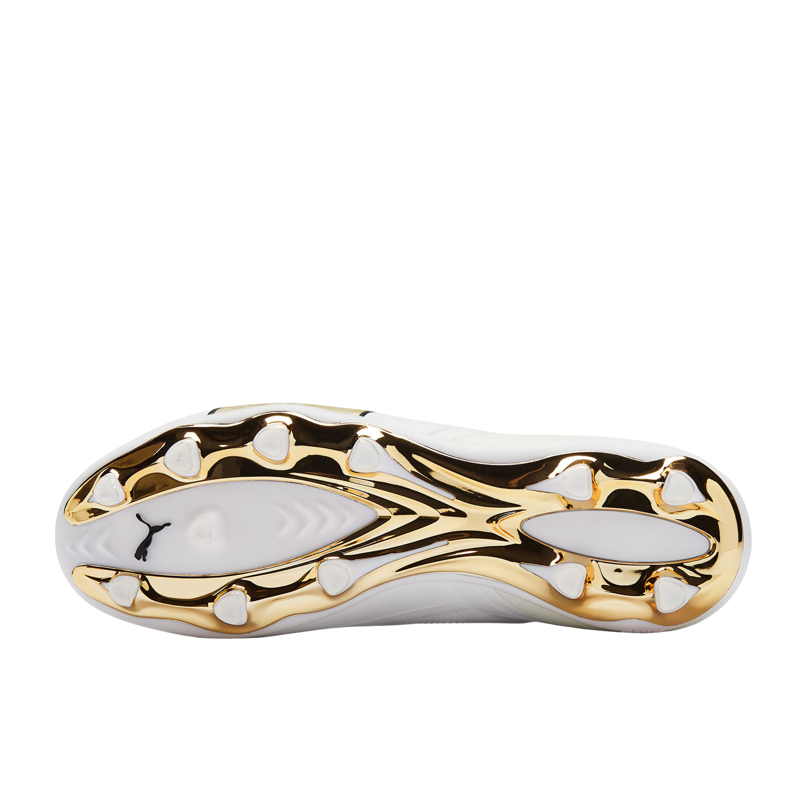 PUMA King 20 Ultimate FG/AG Soccer Cleats (White/Metallic Gold/Black)