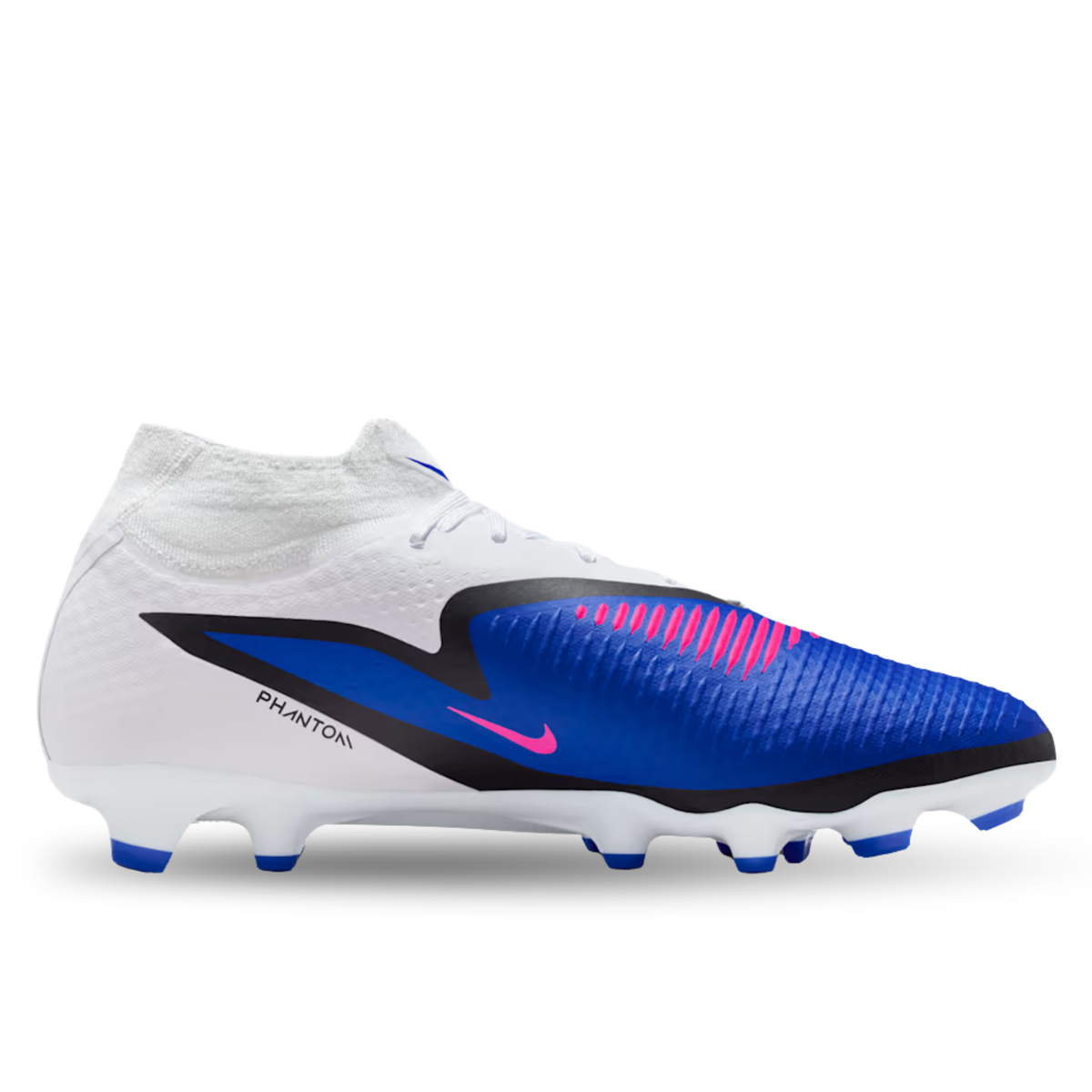 Nike Phantom 6 High Academy FG/MG Soccer Cleats (Racer Blue/Pink Blast/White)