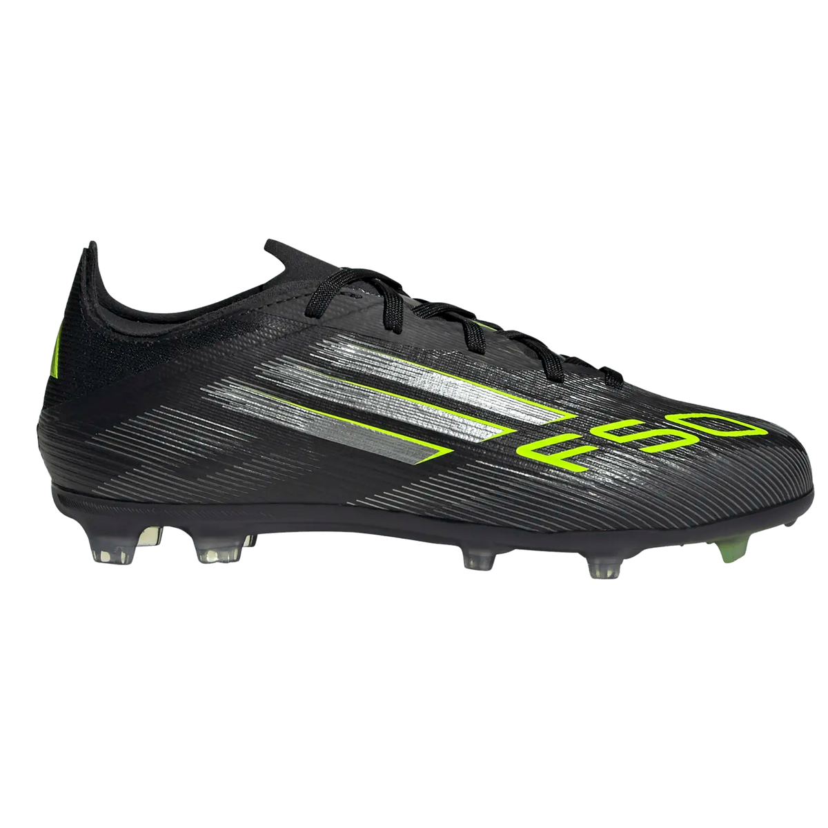 Adidas Jr. F50 Elite Firm Ground Soccer Cleats (Black/Iron Metallic/Lucid Lemon)