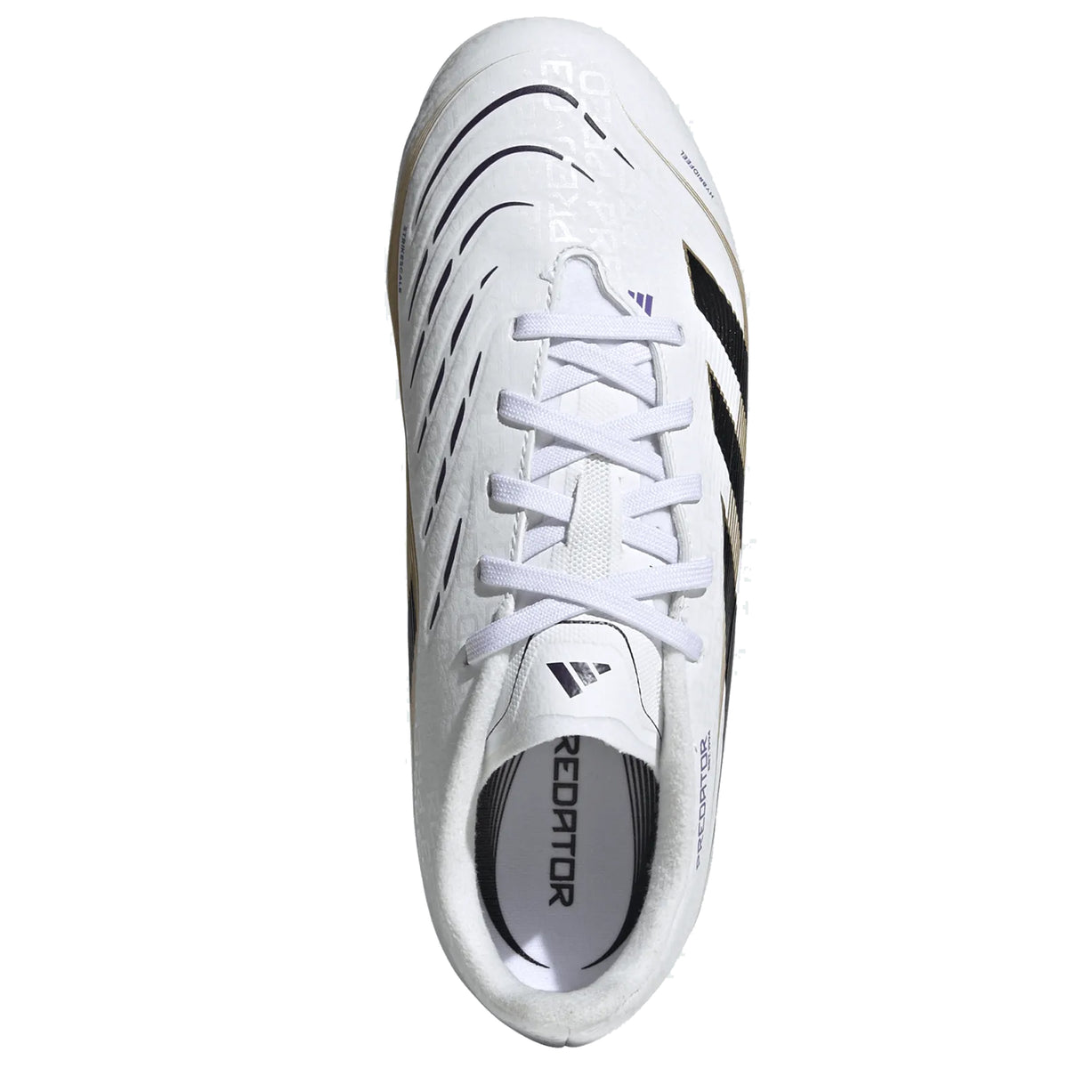 adidas Youth Jr. Predator League FG/MG Junior Soccer Cleats (White/Black/Gold Metallic)