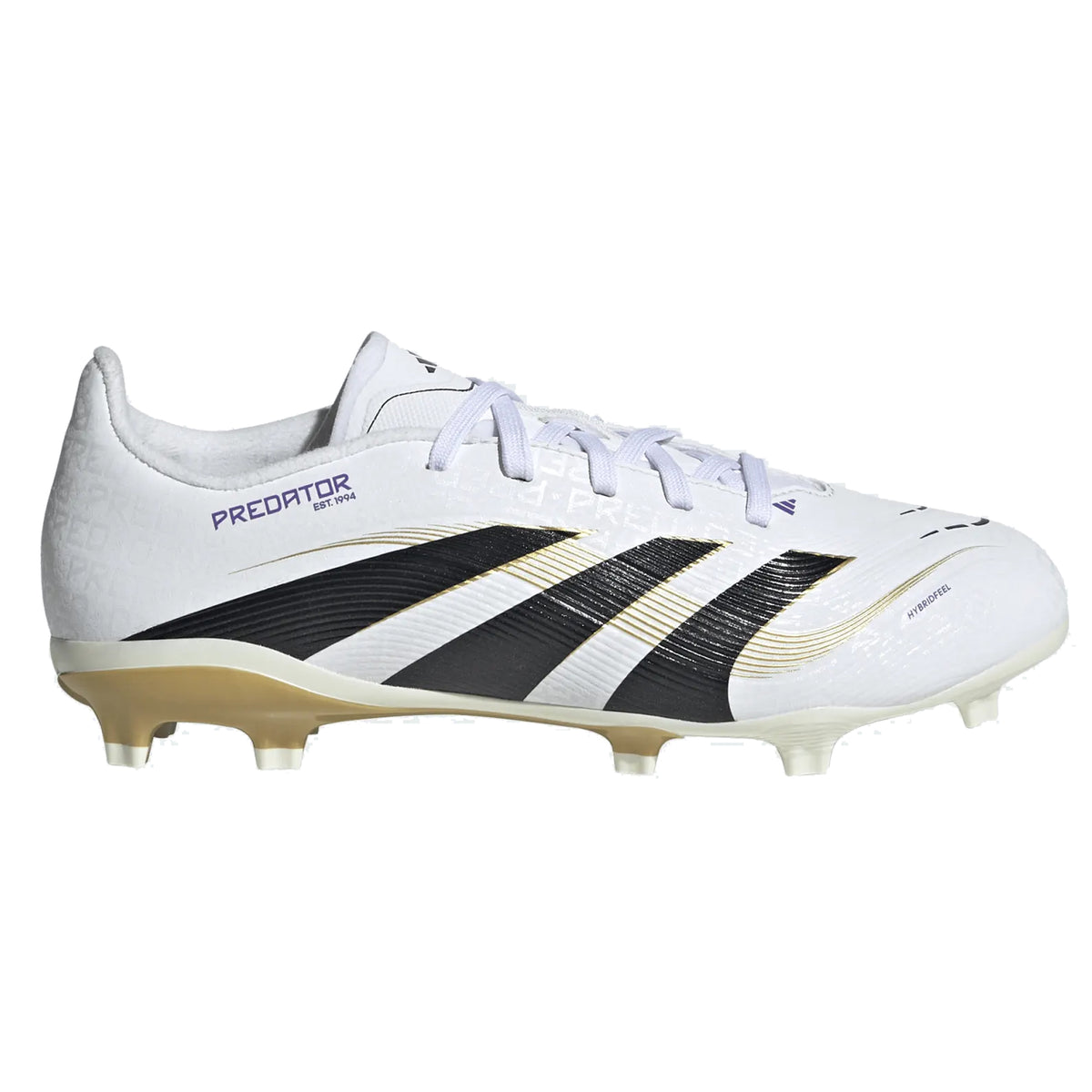adidas Youth Jr. Predator League FG/MG Junior Soccer Cleats (White/Black/Gold Metallic)
