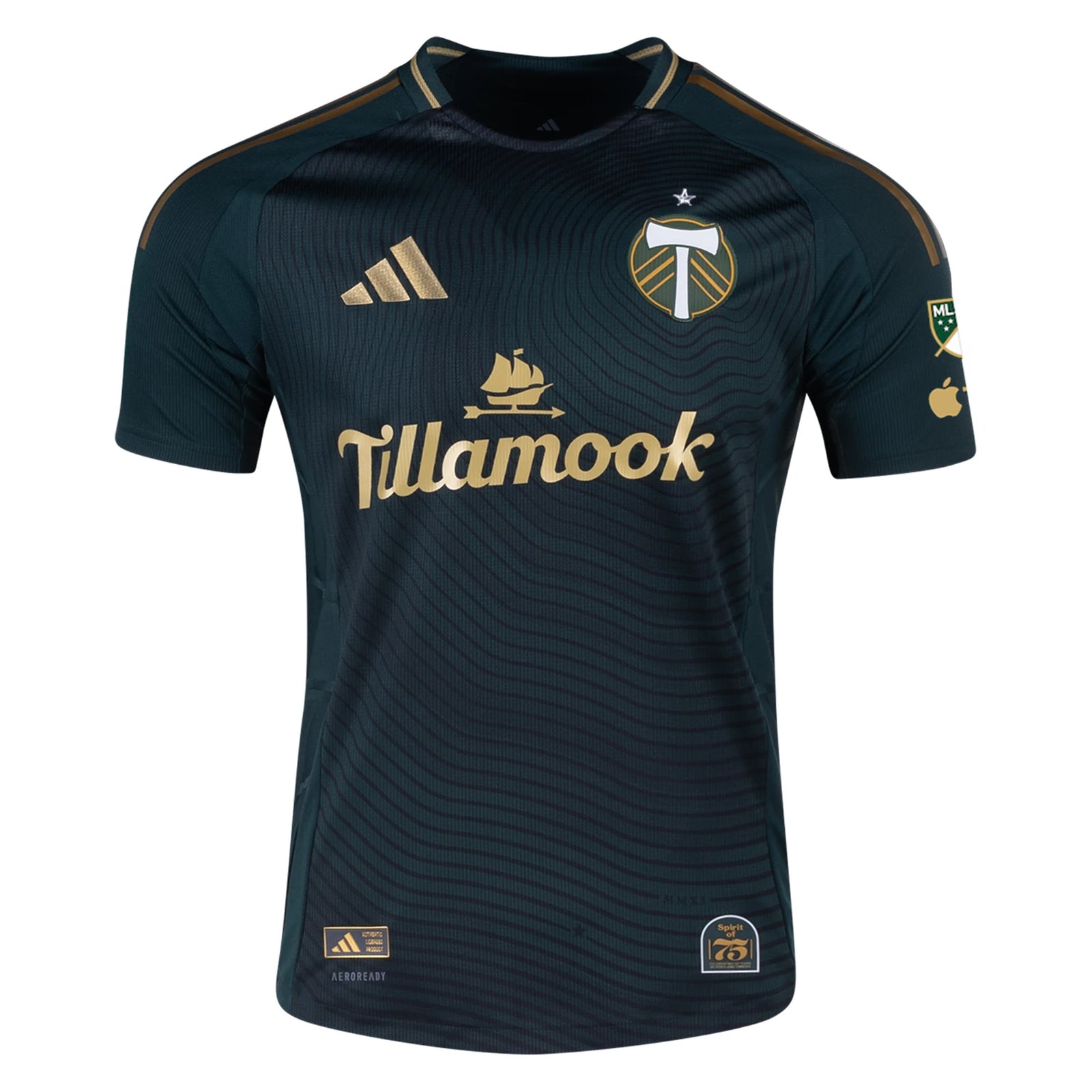 adidas Diego Chara Portland Timbers Authentic Home Jersey w/ MLS & Apple Patch 25/26 (Green/Gold)