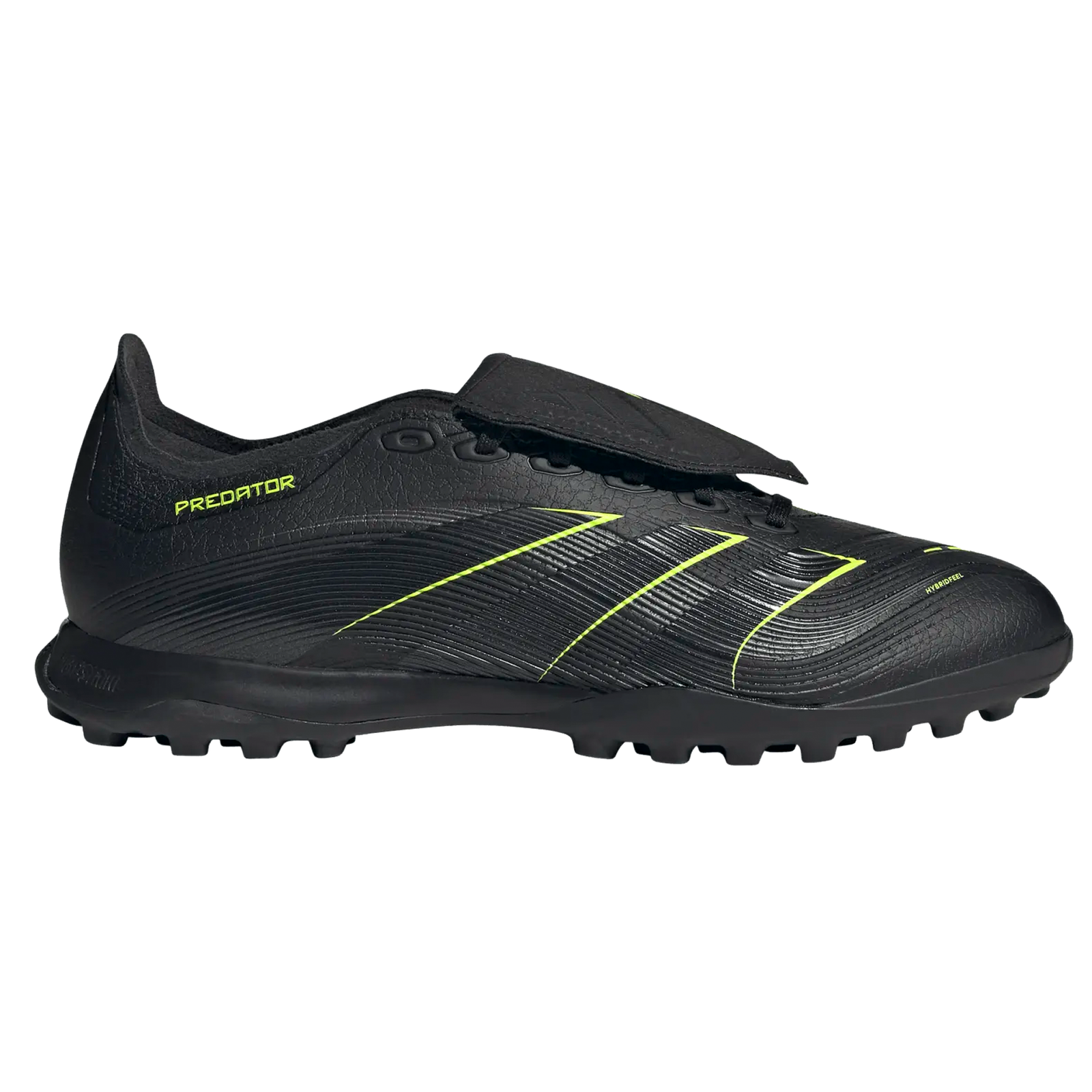 adidas Predator League Turf Firm Ground Soccer Cleats (Black/Iron Metallic/Lucid Lemon)