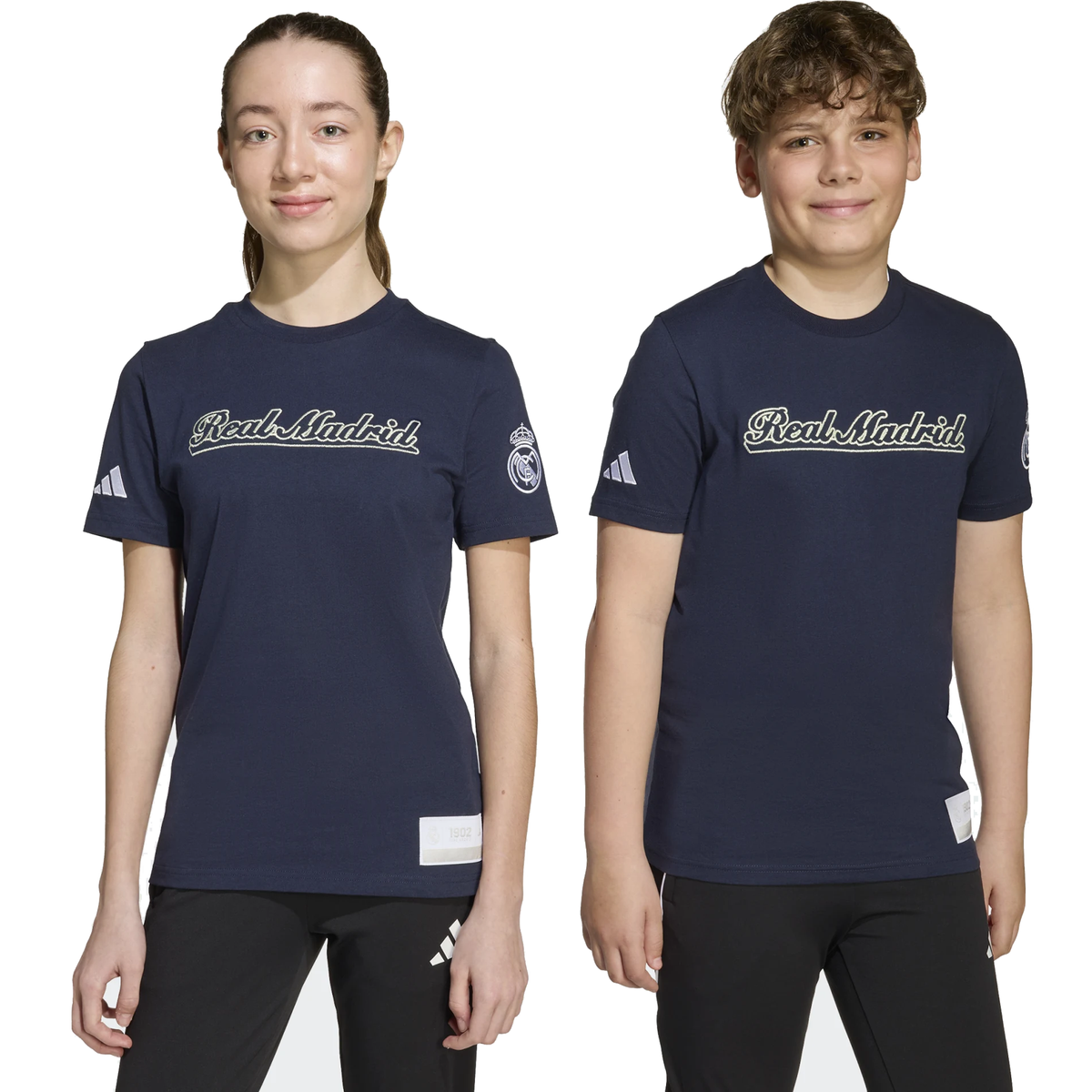 adidas Youth Real Madrid 25/26 Lettering T-Shirt (Legend Ink/White)