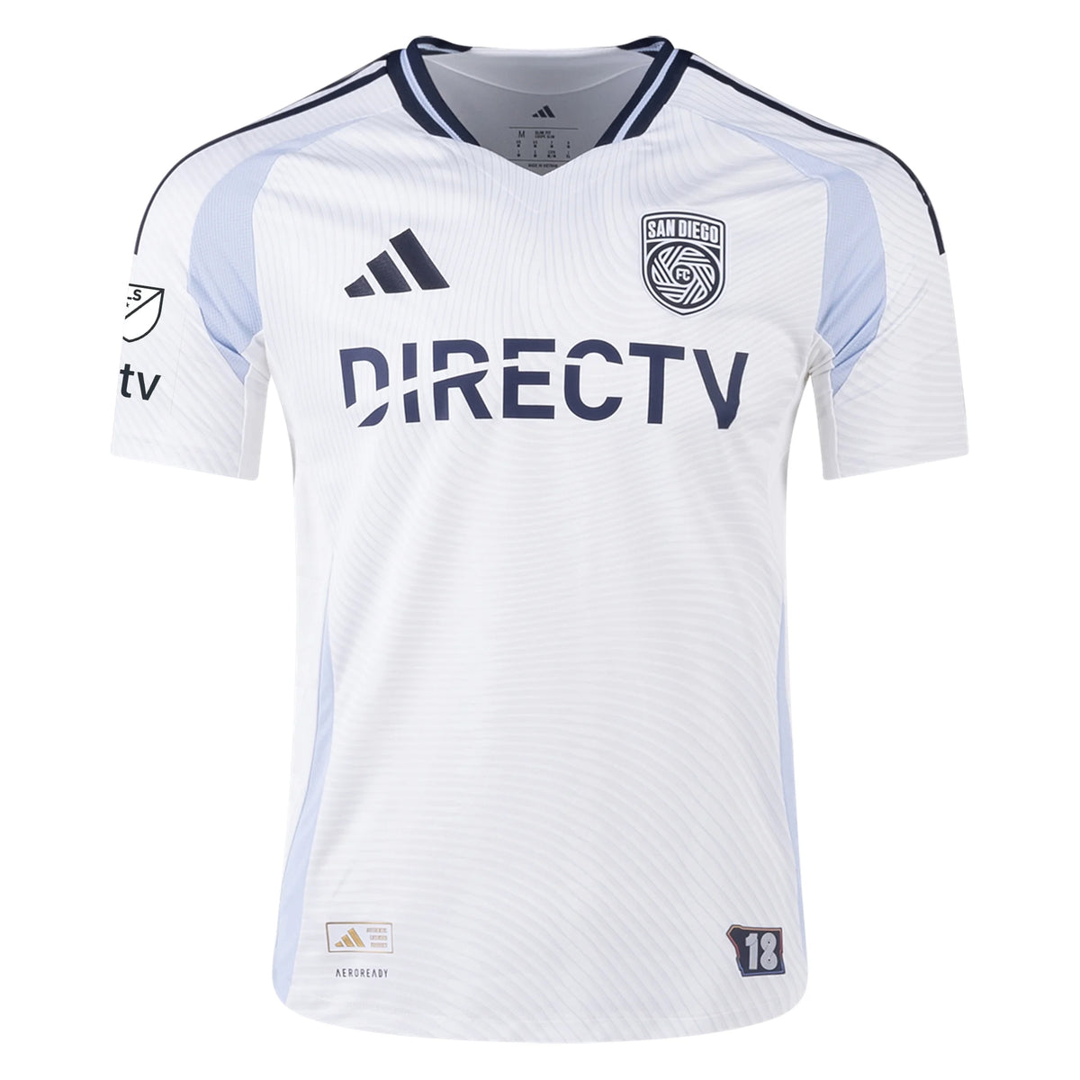 adidas San Diego FC Authentic Oscar Verhoeven Away Jersey 25/26 w/ MLS & Apple Patch (White)