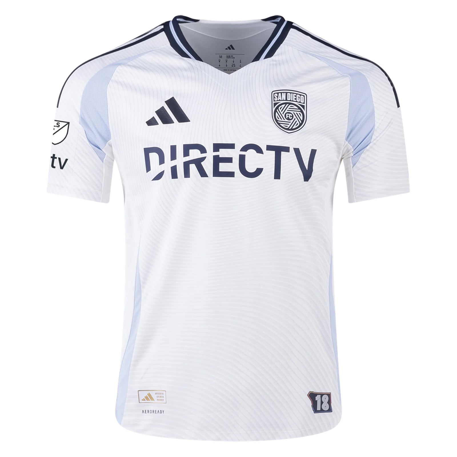 adidas San Diego FC Authentic Oscar Verhoeven Away Jersey 25/26 w/ MLS & Apple Patch (White)