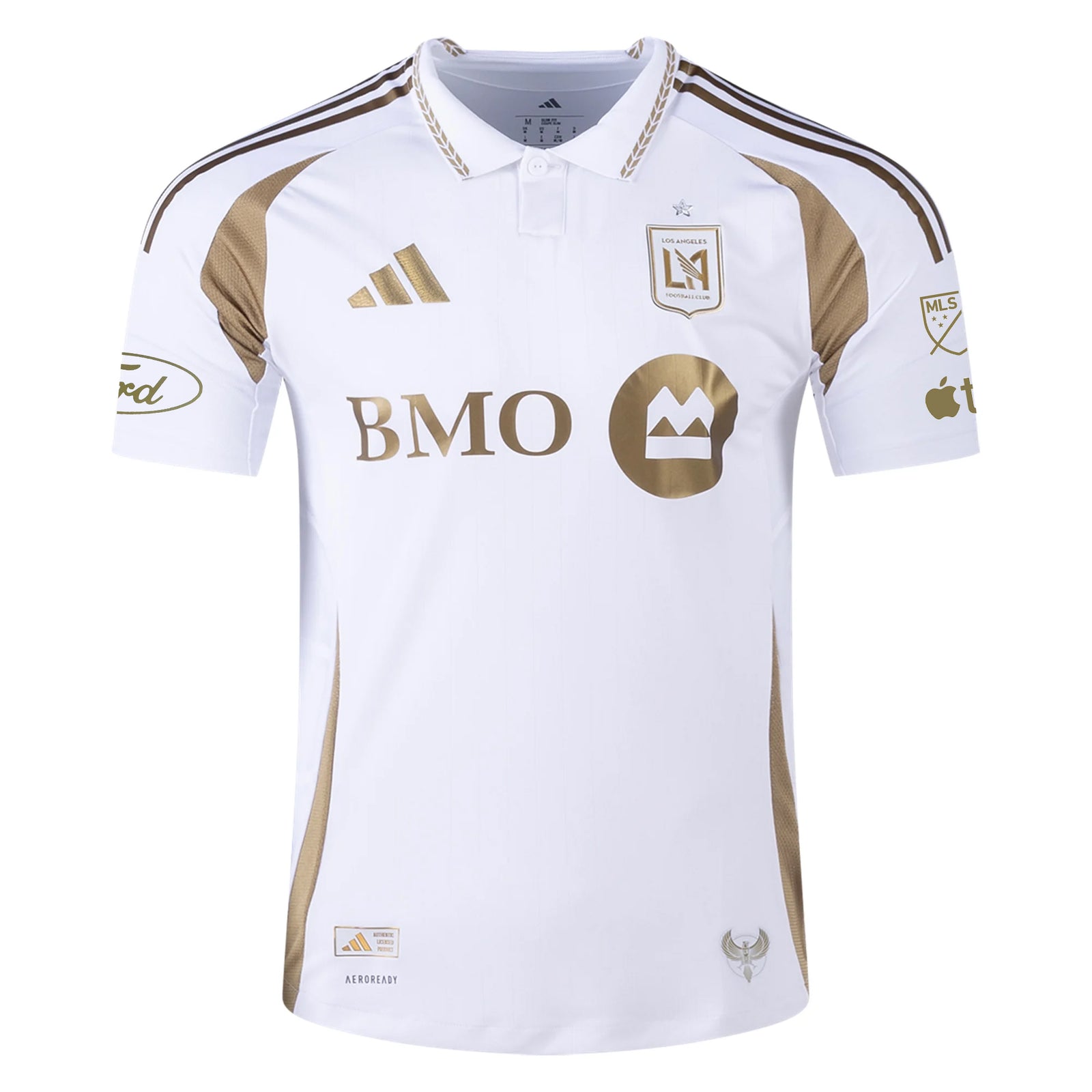 adidas Son Heung-min (Korean) LAFC Authentic Away Jersey w/ MLS + Apple + Ford Logo 25/26 (White/Gold)