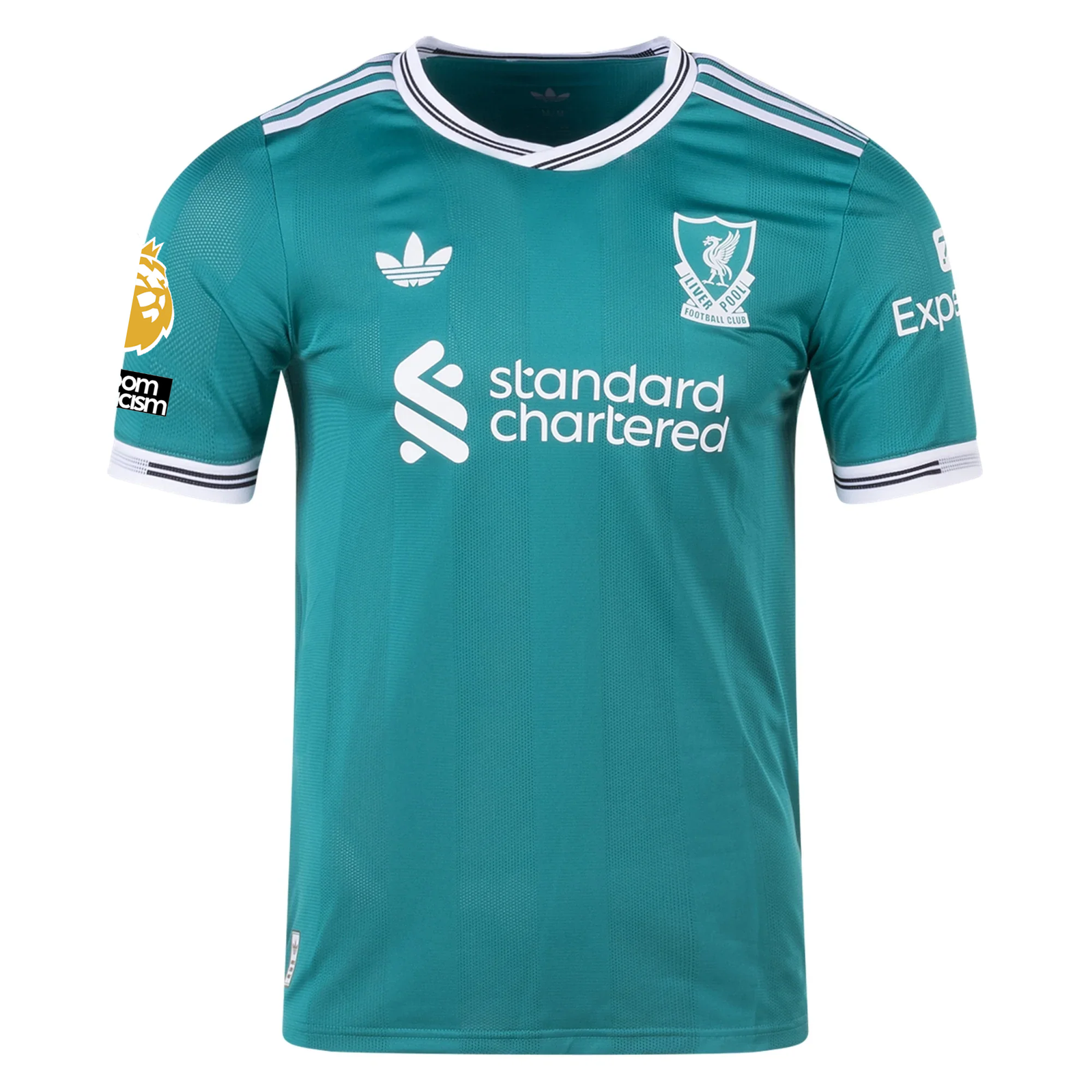 adidas Liverpool FC Authentic YNWA Third Jersey w/ EPL + No Room For Racism Patches 25/26 (Sea Green)
