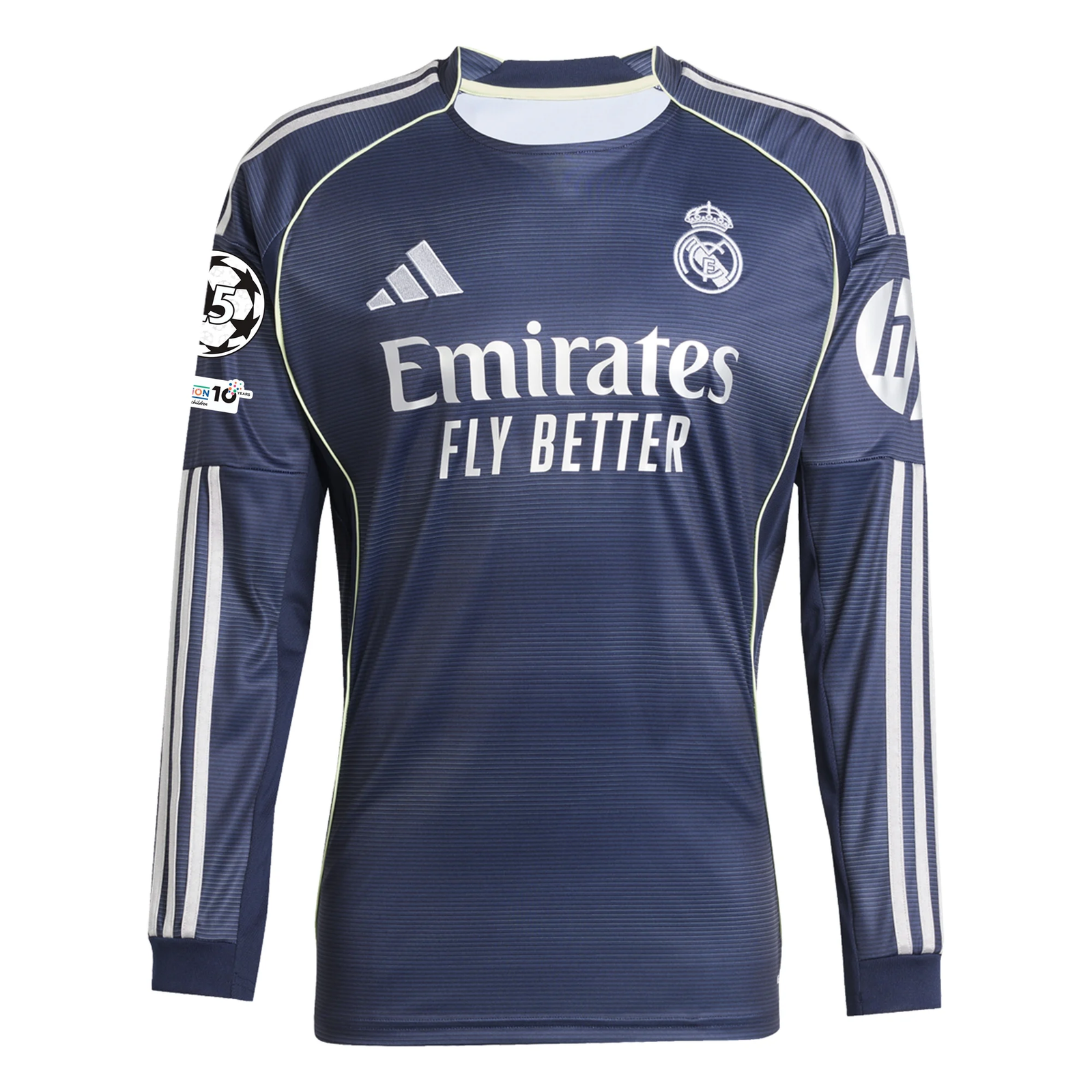 adidas Real Madrid Rudiger Long Sleeve Away Jersey w/ Champions League Patches 25/26 (Legend Ink)