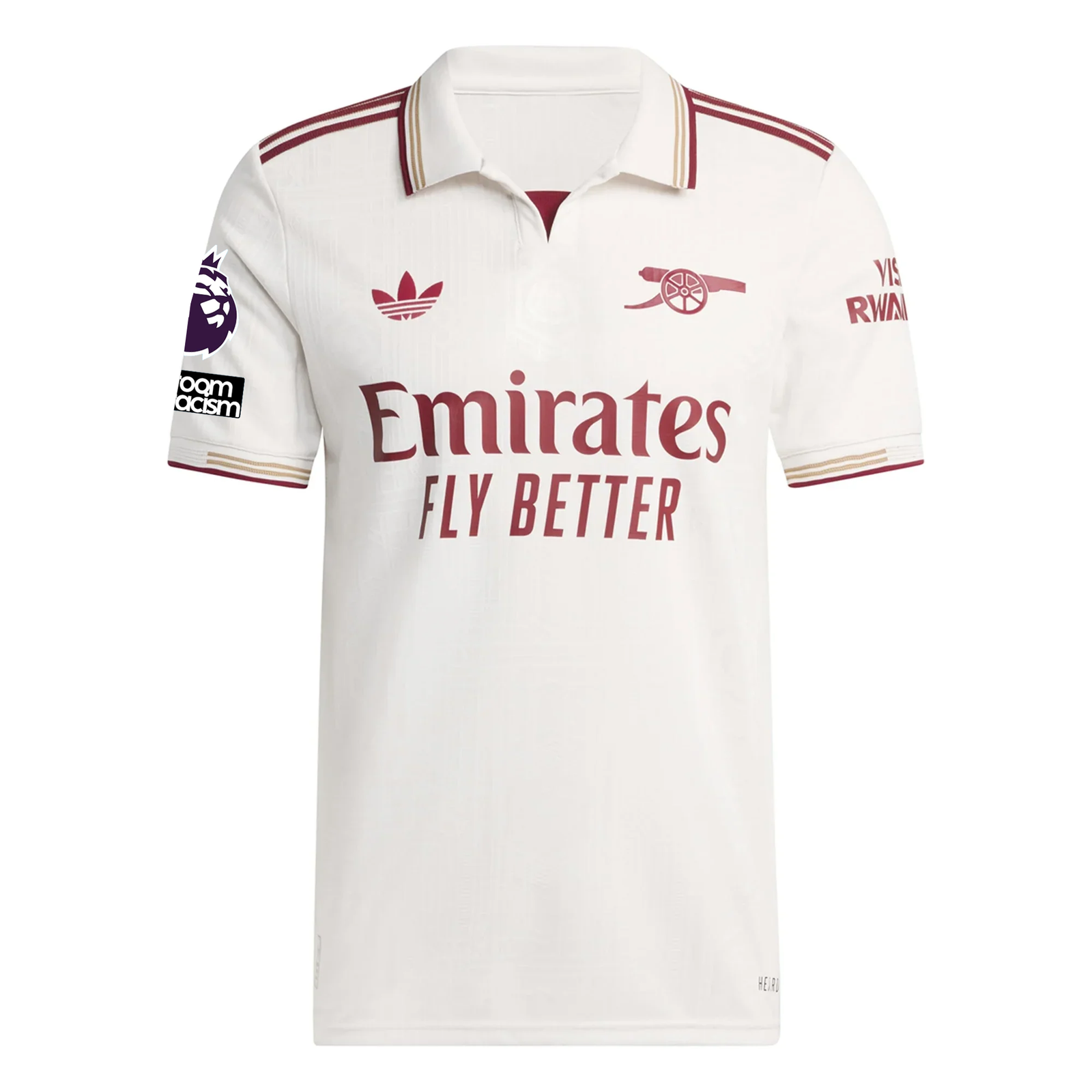 adidas Arsenal Authentic Viktor Gyökeres Third Jersey w/ EPL + No Room For Racism Patches 25/26 (White/Burgundy)