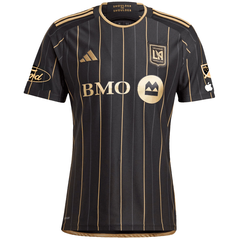 adidas Men's Son Heung-min (Korean) LAFC Home 2025 Jersey w/ MLS + Apple TV + Ford Patches (Black/Gold)