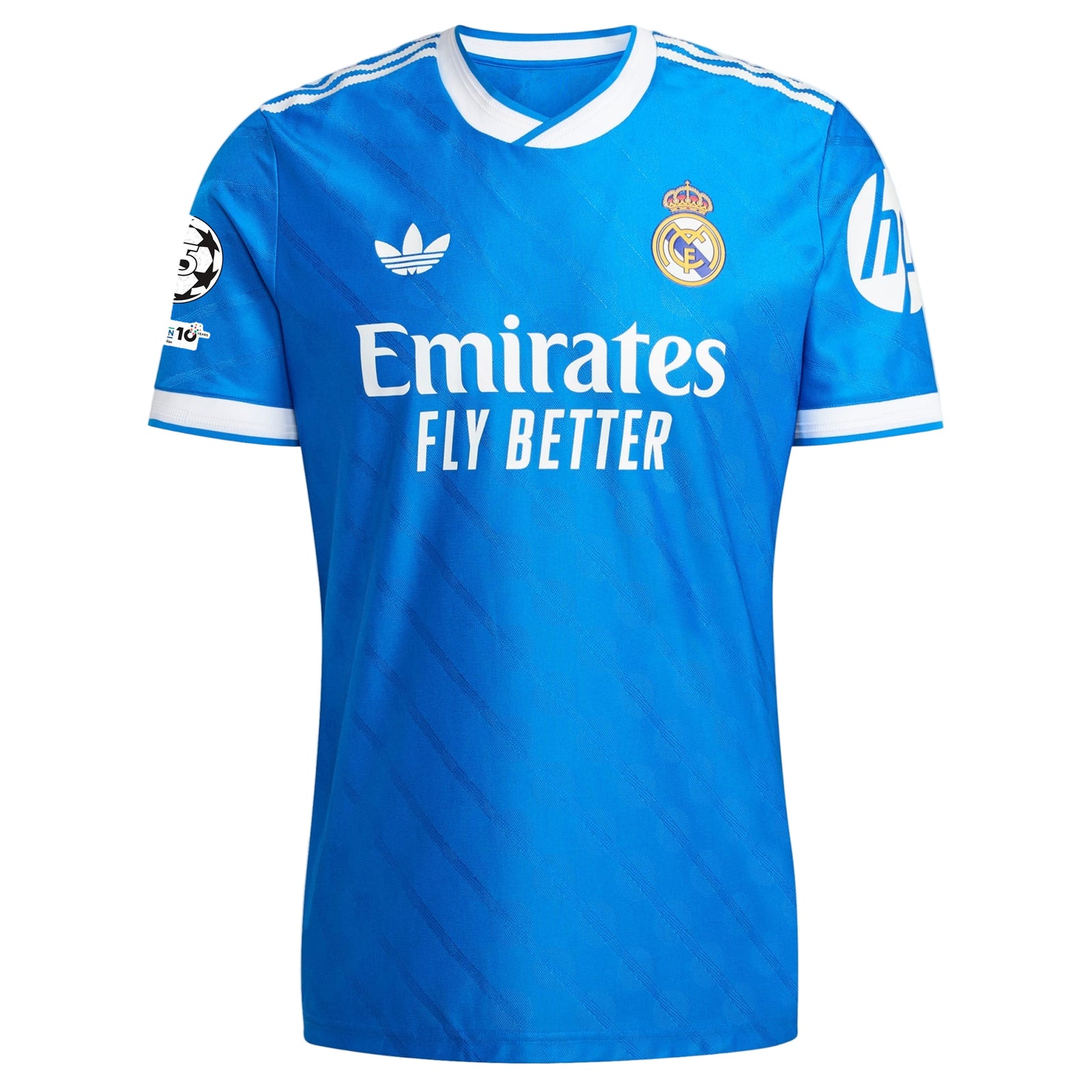 adidas Men's Mbappe Real Madrid 25/26 Authentic Third Jersey w/ Champions League Patches (Blue)
