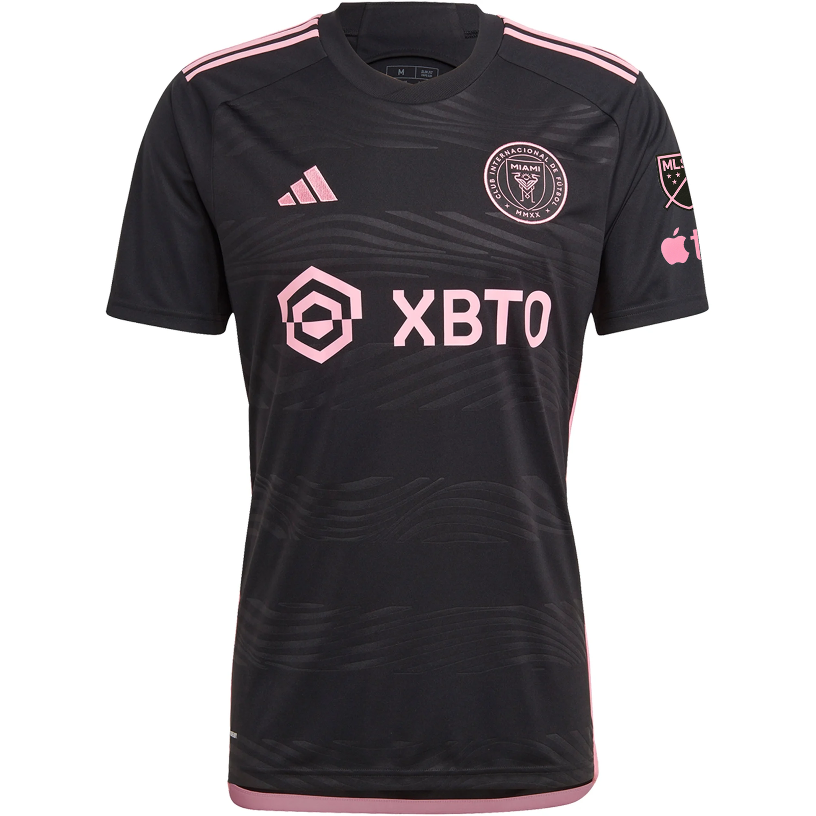 adidas Men's Inter Miami CF Lionel Messi Away Jersey W/ MLS + Apple TV Patches 23/24 (Black)