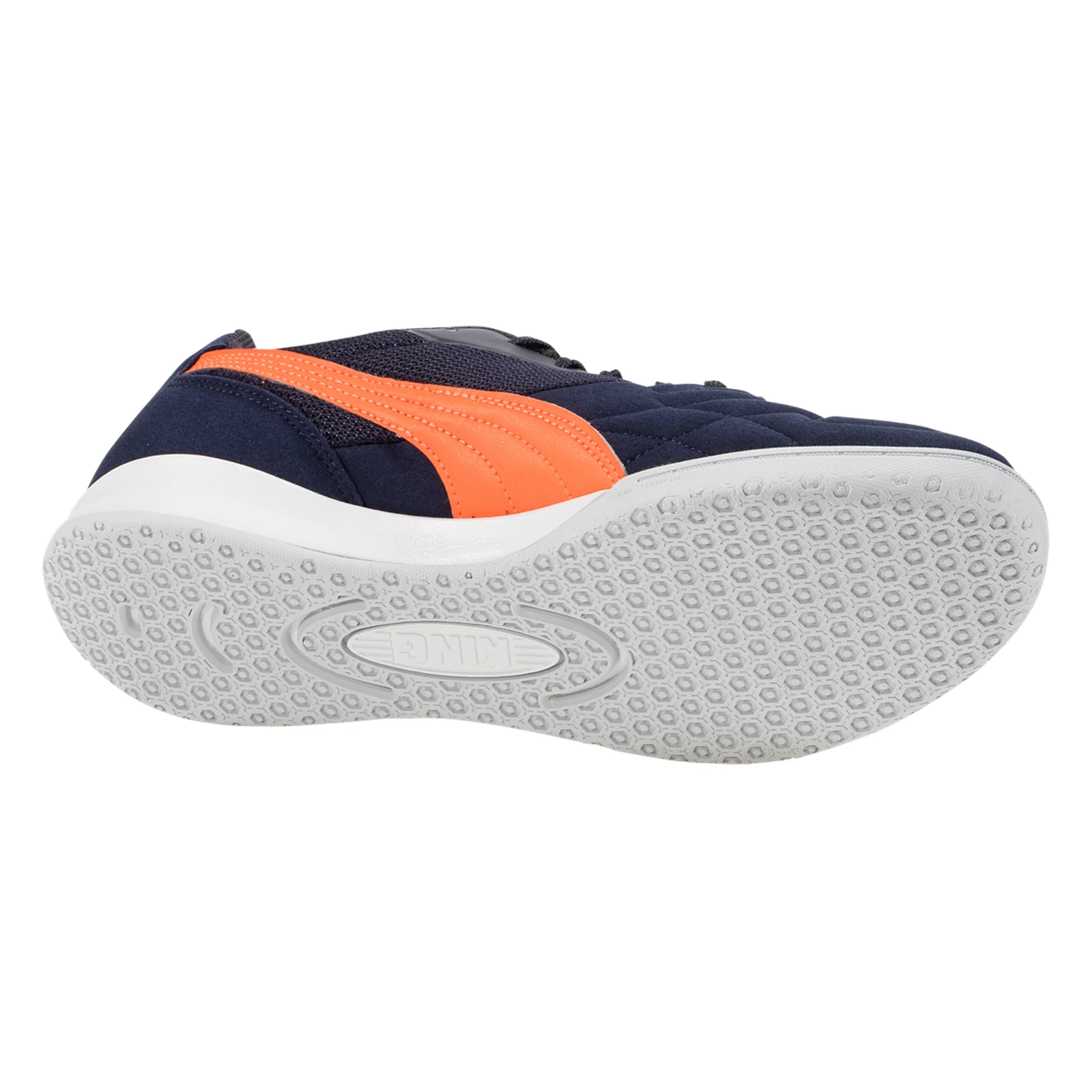 Puma King Top Indoor Soccer Shoes (Navy/Glowing Red/Silver Mist)