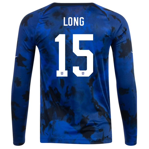 Nike Estados Unidos Aaron Long Manga Larga Away Jersey 22/23 (Azul Brillante/Blanco)