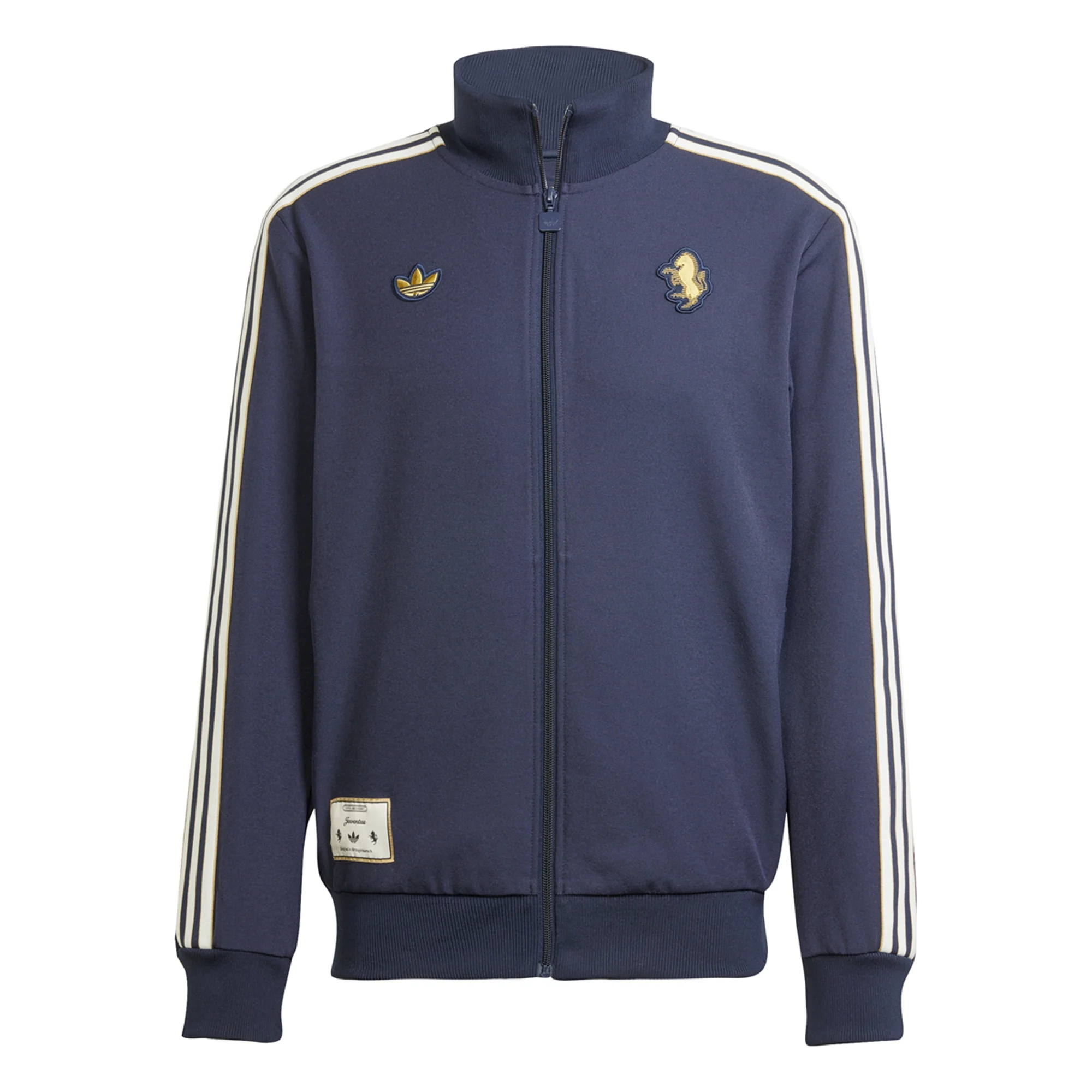 What type of collar does the Juventus track top have?