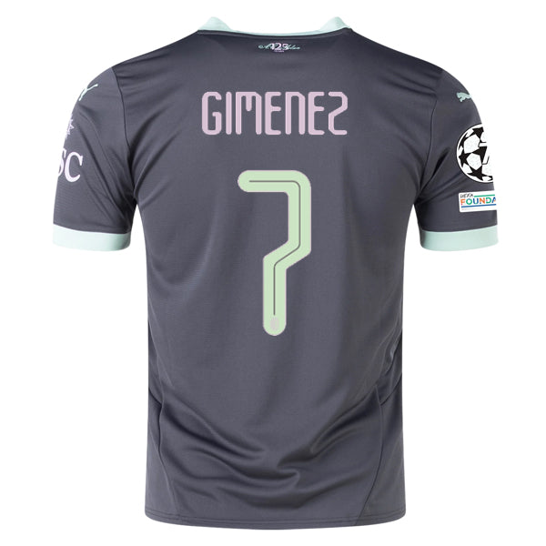 Puma AC Milan Santi Gimenez Third Jersey w/ Champions League Patches 24/25 (Shadow Gray/Fresh Mint) Questions & Answers