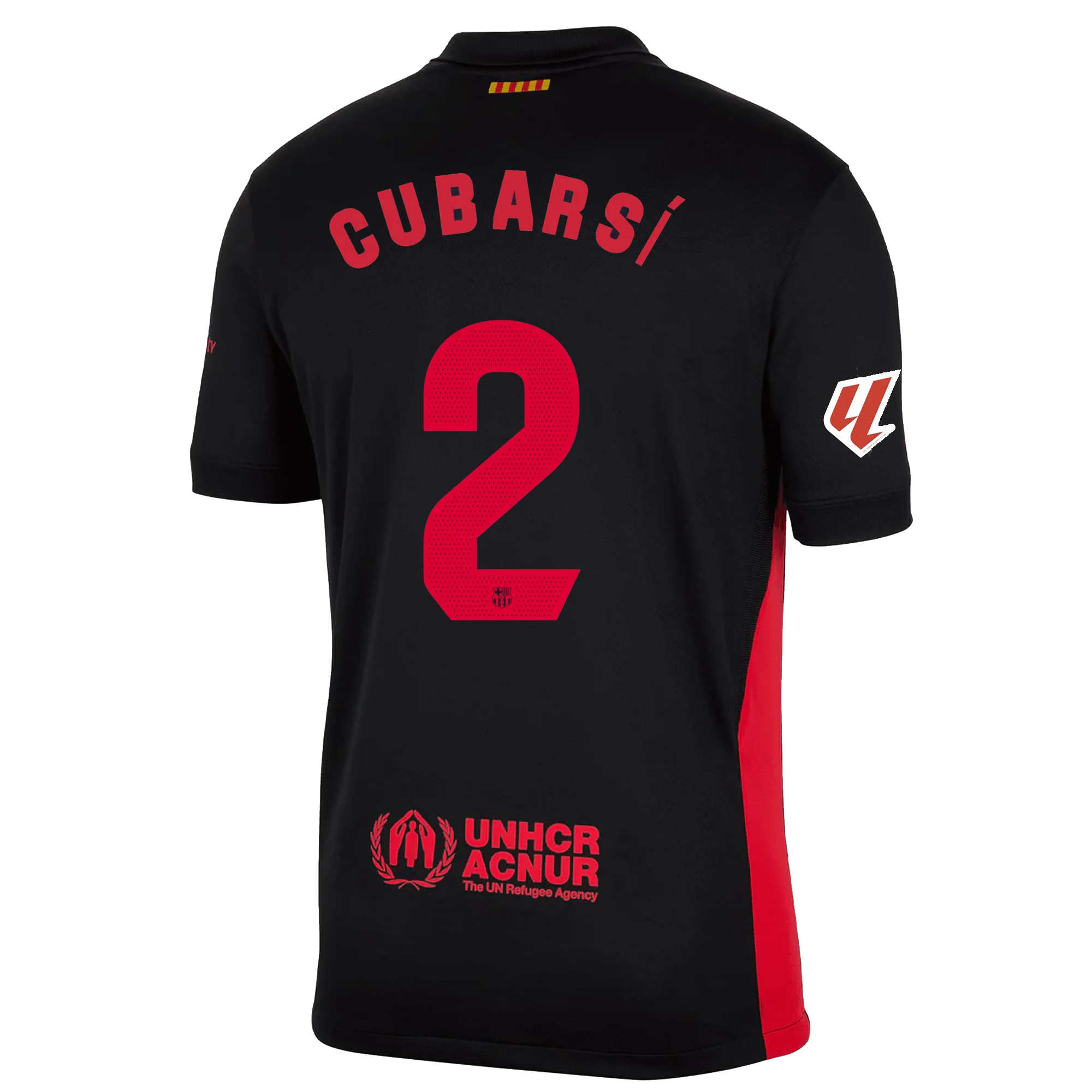Nike Barcelona Pau Cubarsí Away Jersey w/ La Liga Patch 24/25 (Black/University Red/Hyper Royal) Questions & Answers