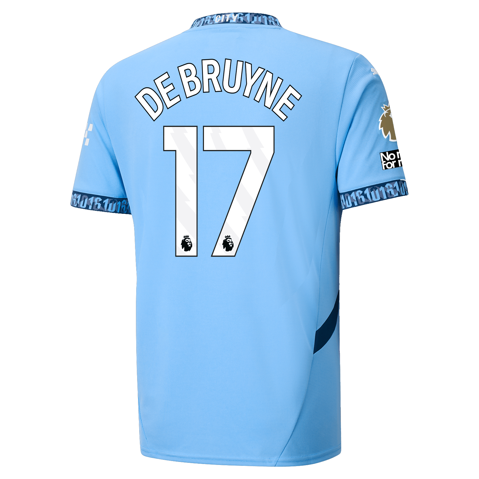 Puma Manchester City Kevin De Bruyne Home Jersey w/ EPL + No Room For Racism + Club World Cup Patches 24/25 (Team Light Blue/Marine Blue) Questions & Answers