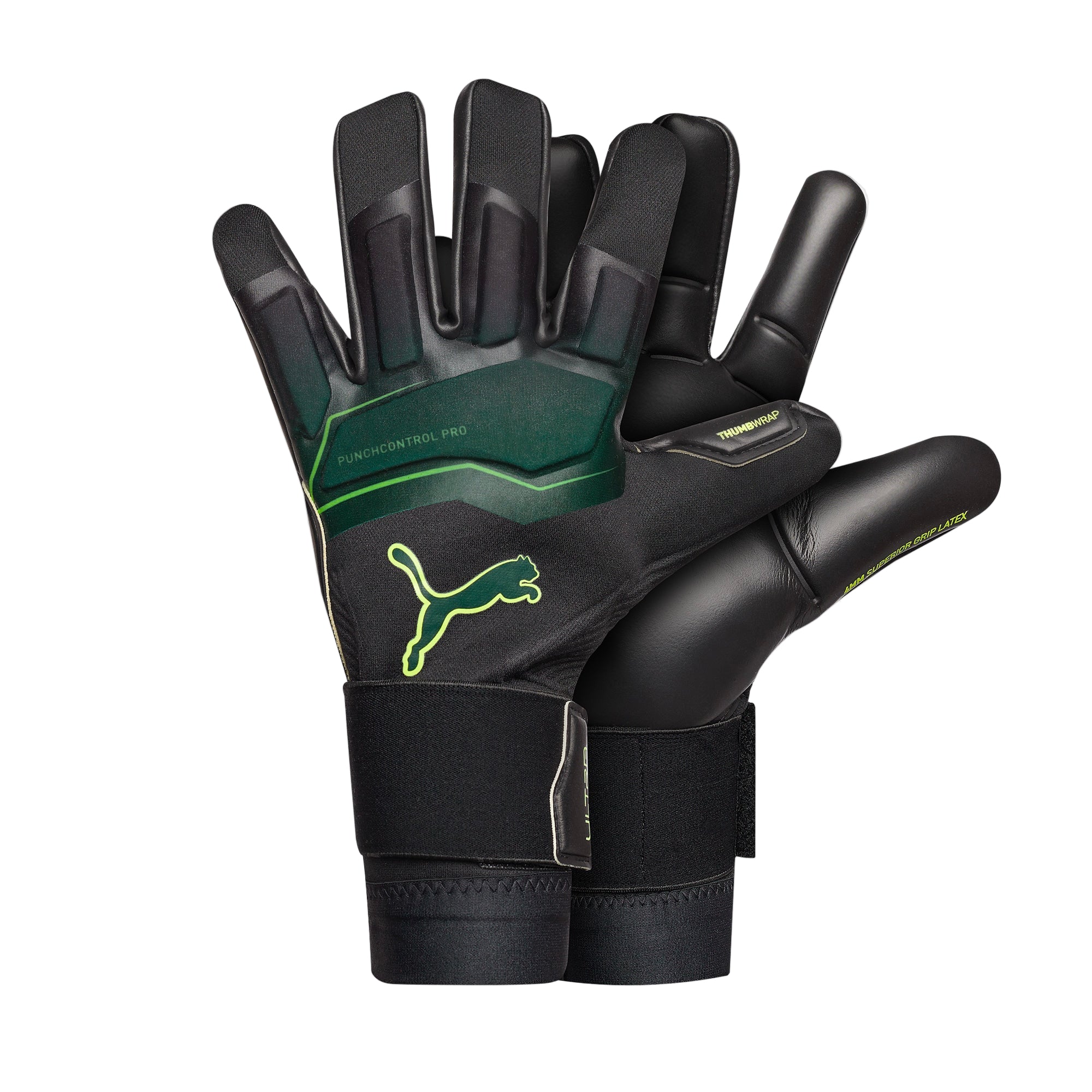 Puma Ultra Ultimate Hybrid Goalkeeper Gloves (Black/Green/Fizzy Light)
