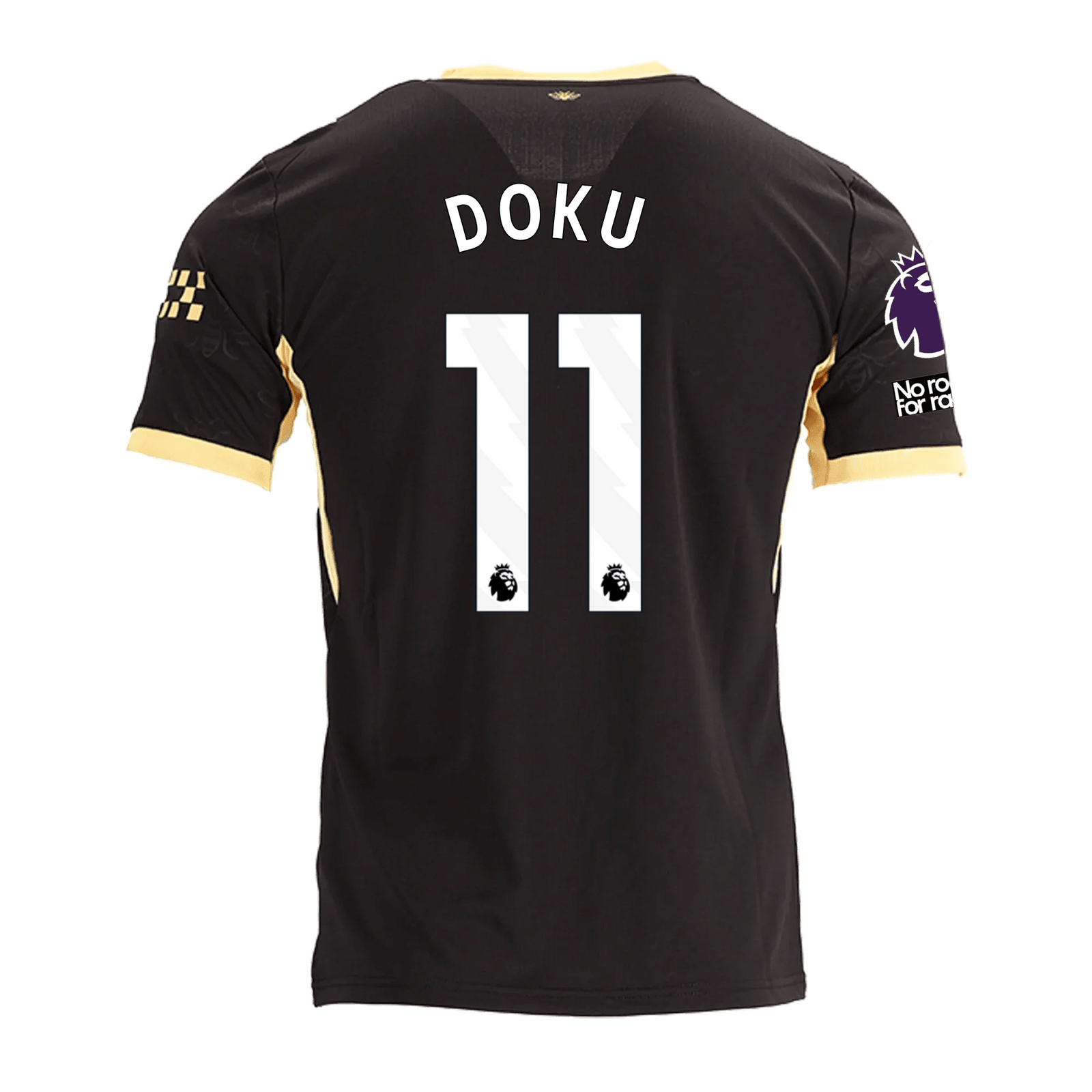 Puma Mens Manchester City Jérémy Doku Away Jersey w/ EPL + No Room For Racism Patches 26/27 (Black/Yellow)