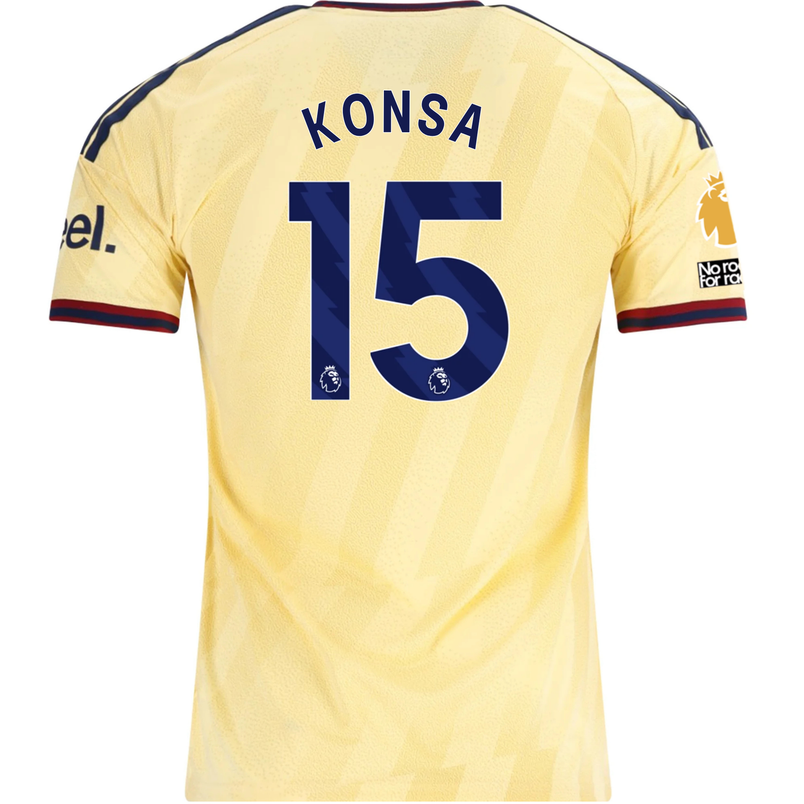 adidas Men's Arsenal FC Ezri Konsa Third Jersey w/ EPL + No Room For Racism Patches 26/27 (Yellow)