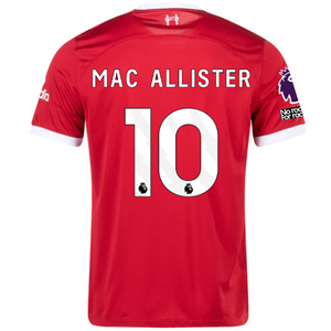 Nike Liverpool Alexis Mac Allister Home Jersey w/ EPL + No Room For Racism Patches 23/24 (Red/White)