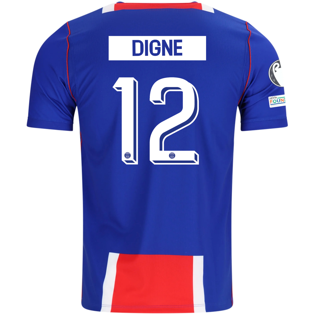 Nike Mens Paris Saint-Germain Lucas Digne Home Jersey w/ Champions League Patches 26/27 (Blue/White/Red)