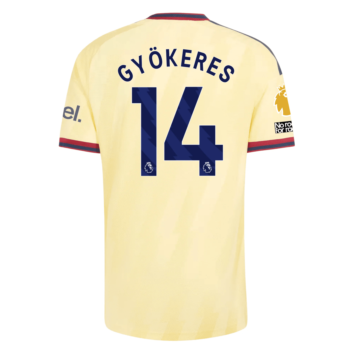 adidas Mens Arsenal Viktor Gyökeres Authentic Third Jersey w/ EPL + No Room For Racism 26/27 (Yellow)