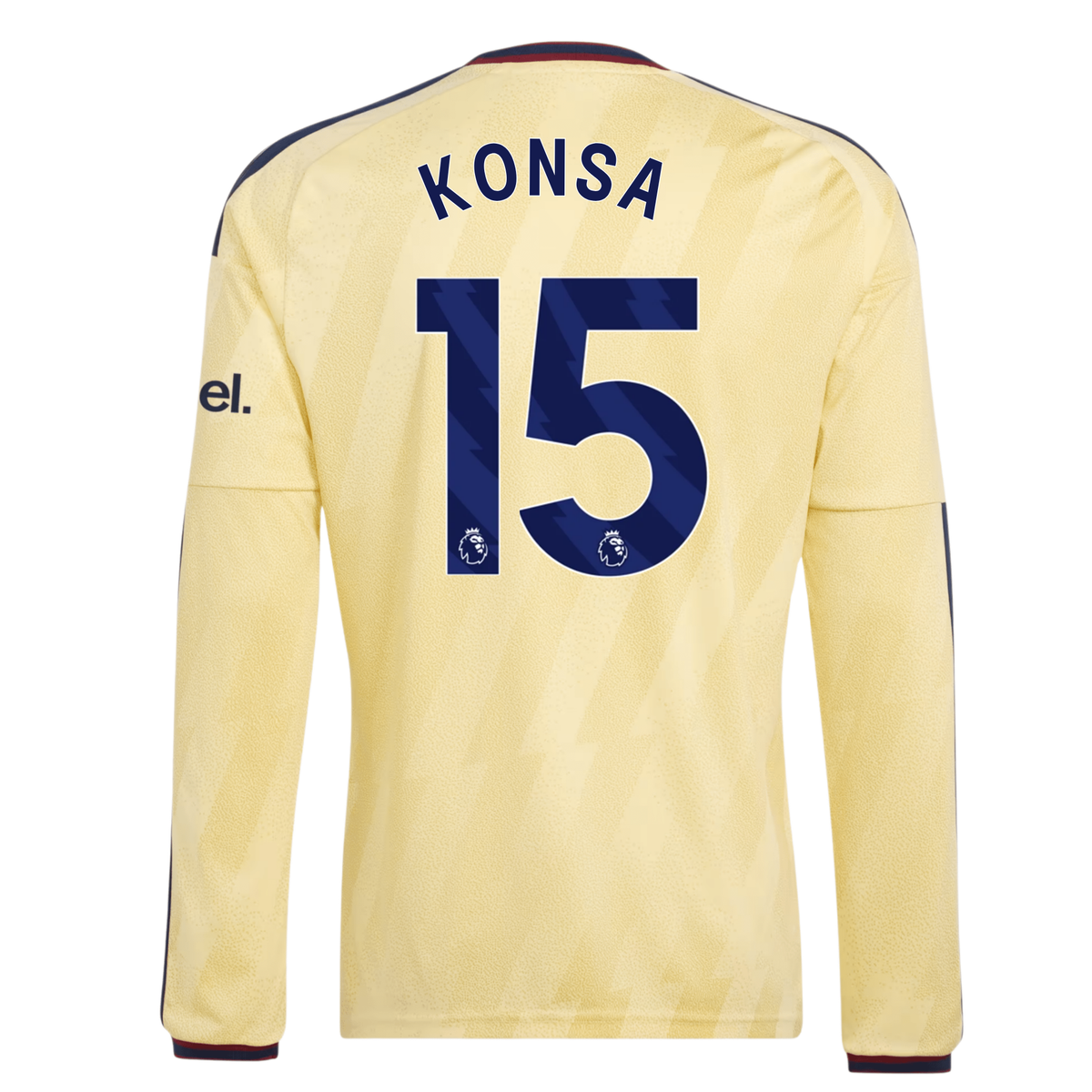 adidas Mens Arsenal Ezri Konsa Long Sleeve Third Jersey w/ EPL + No Room For Racism Patches 26/27 (Yellow)