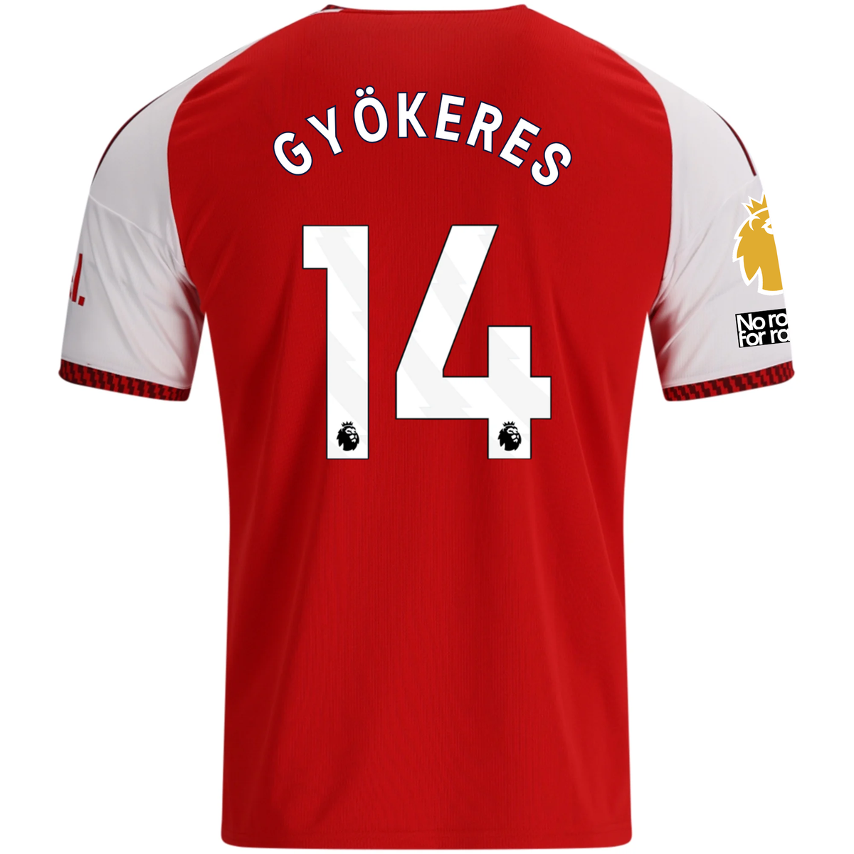 adidas Mens Arsenal Viktor Gyökeres Home Jersey w/ EPL + No Room For Racism Patches 26/27 (Red)