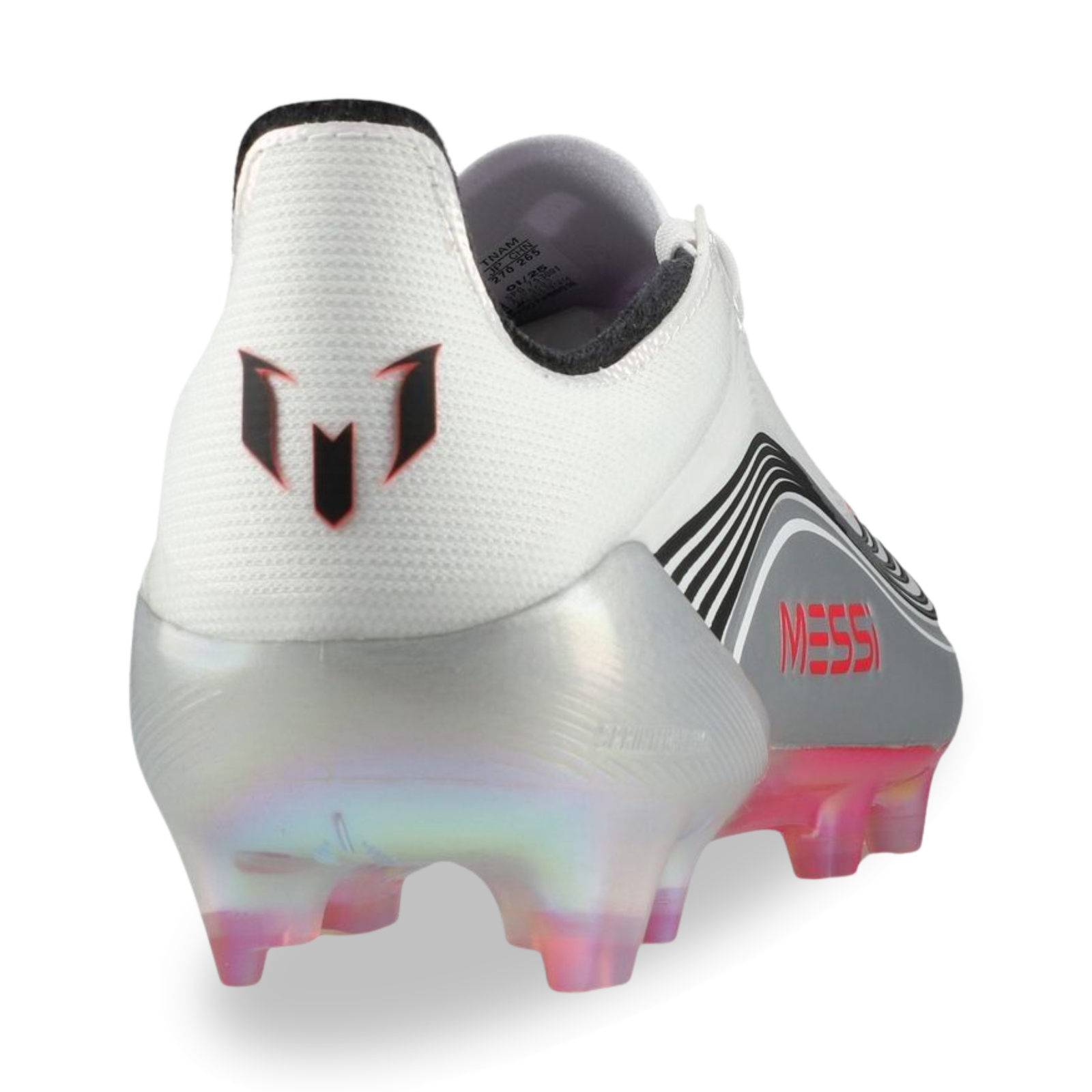 adidas F50 Messi Elite FG Soccer Cleats (White/Lucid Red/Silver Metallic)