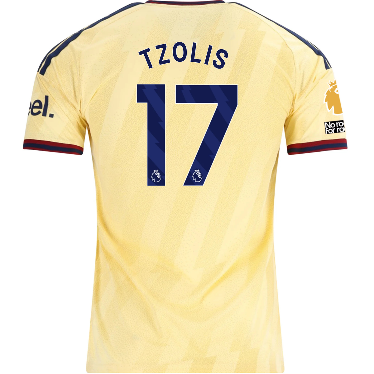 adidas Men's Arsenal FC Christos Tzolis Third Jersey w/ EPL + No Room For Racism Patches 26/27 (Yellow)
