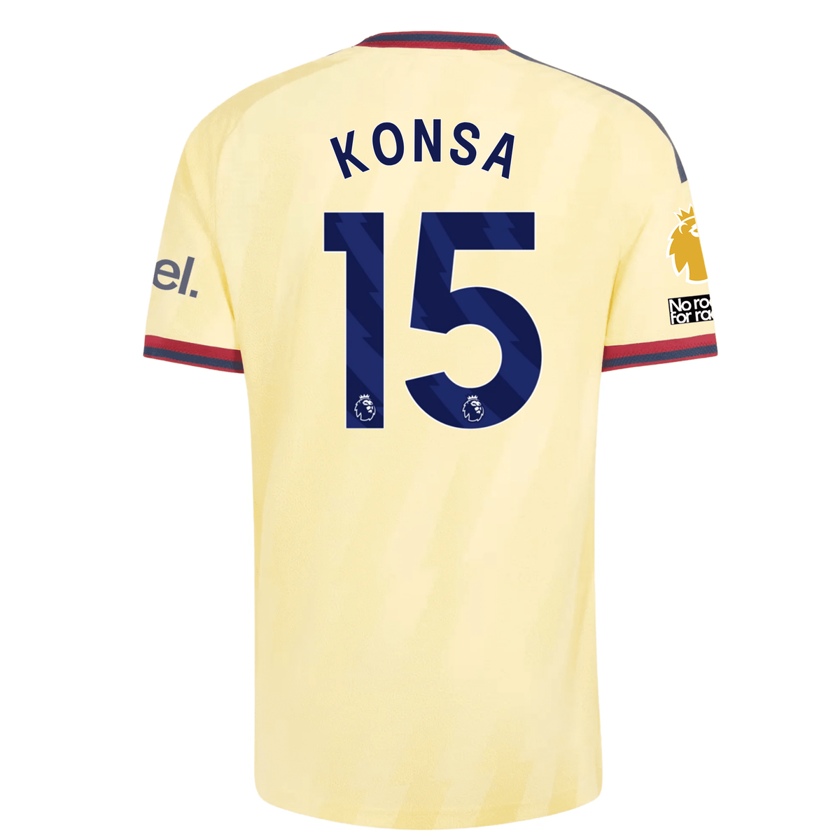 adidas Mens Arsenal Ezri Konsa Authentic Third Jersey w/ EPL + No Room For Racism 26/27 (Yellow)
