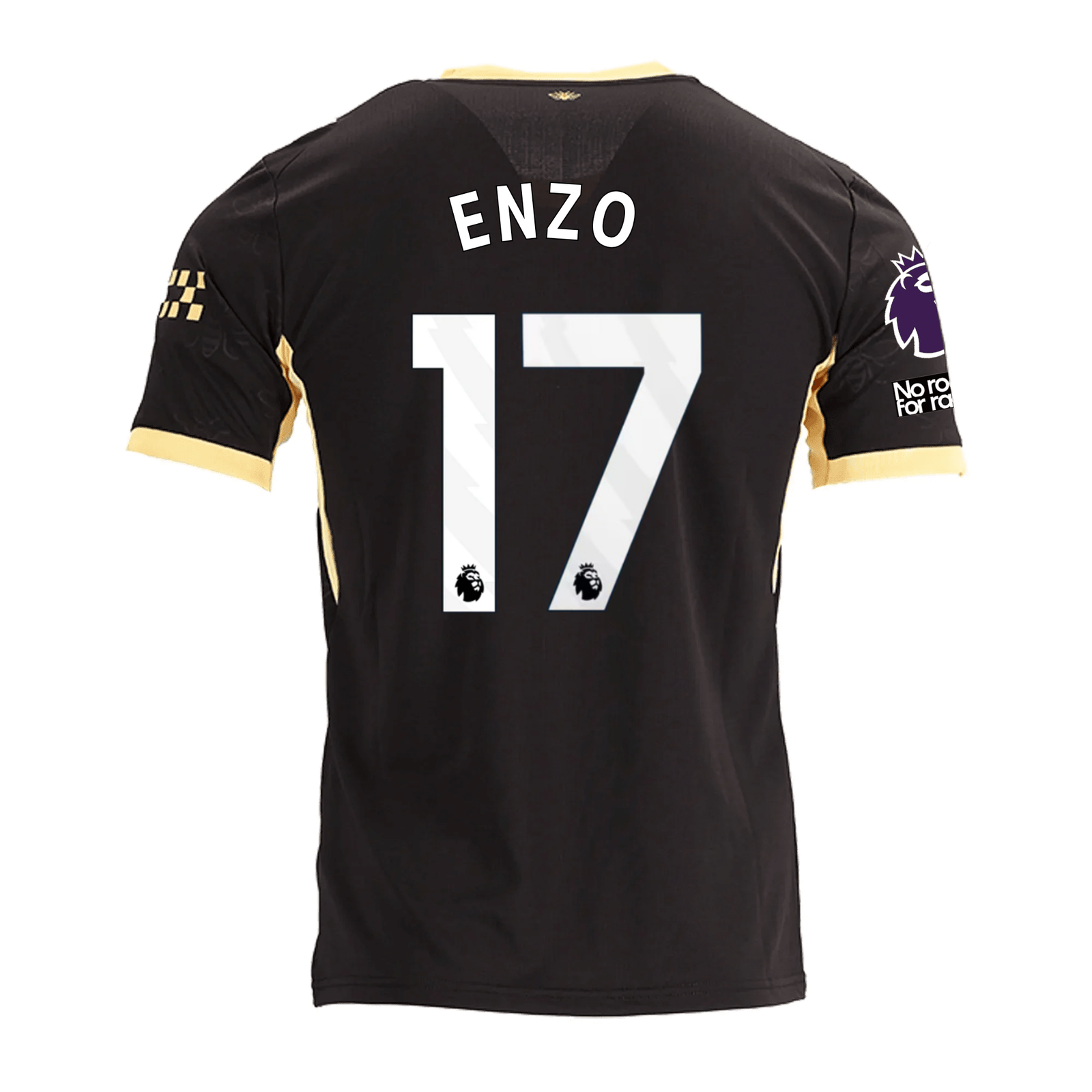 Puma Mens Manchester City Enzo Fernández Away Jersey w/ EPL + No Room For Racism Patches 26/27 (Black/Yellow)