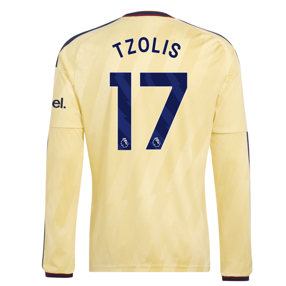 adidas Mens Arsenal Christos Tzolis Long Sleeve Third Jersey w/ EPL + No Room For Racism Patches 26/27 (Yellow)