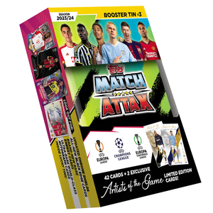 Topps Match Attax Artists of the Game Booster Tin #3 23/24 + Limited Edition Ronaldo & De Bruyne Cards