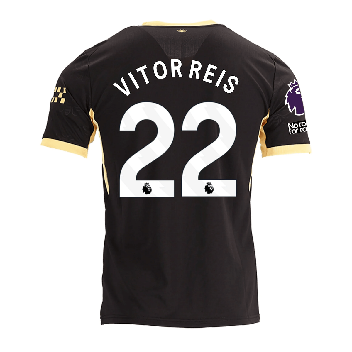 Puma Mens Manchester City Vitor Reis Away Jersey w/ EPL + No Room For Racism Patches 26/27 (Black/Yellow)