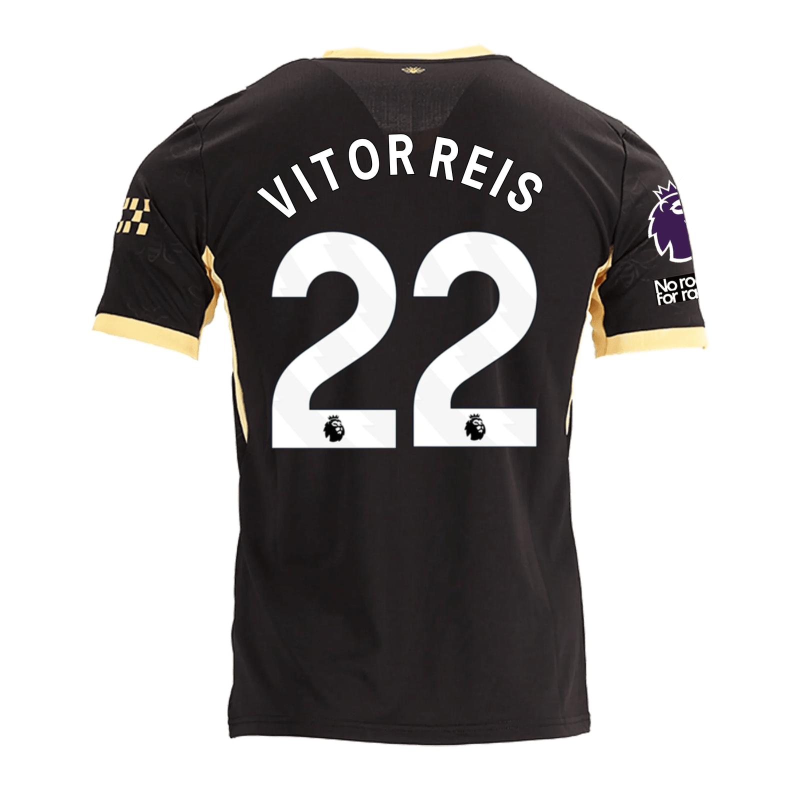 Puma Mens Manchester City Vitor Reis Away Jersey w/ EPL + No Room For Racism Patches 26/27 (Black/Yellow)