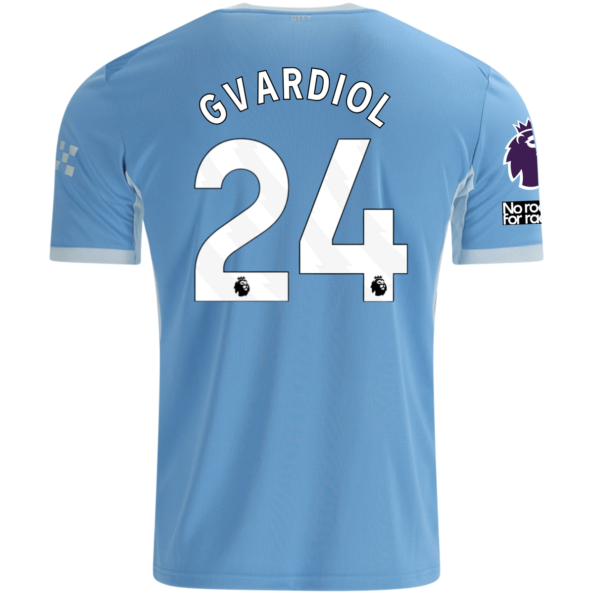 Puma Mens Manchester City Joško Gvardiol Home Jersey EPL + No Room For Racism Patches 26/27 (Team Light Blue/Icey Blue)