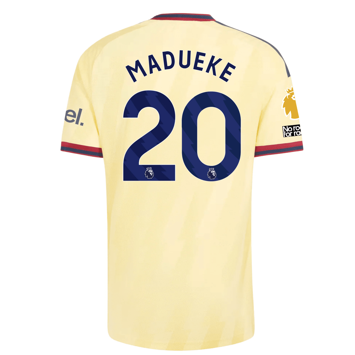 adidas Mens Arsenal Noni Madueke Authentic Third Jersey w/ EPL + No Room For Racism 26/27 (Yellow)