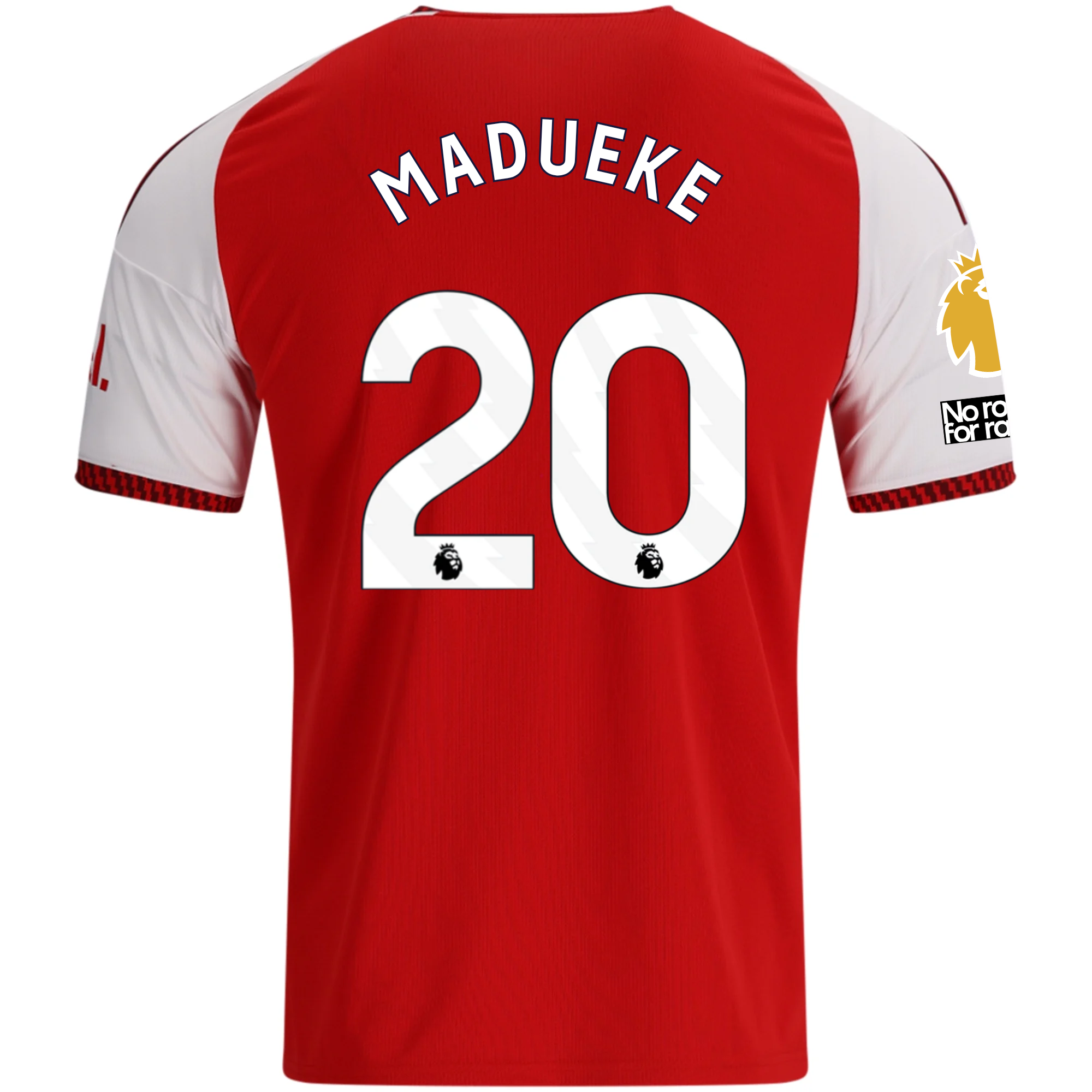 adidas Mens Arsenal Noni Madueke Home Jersey w/ EPL + No Room For Racism Patches 26/27 (Red)