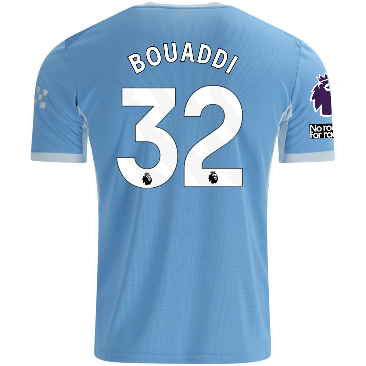 Puma Mens Manchester City Ayyoub Bouaddi Home Jersey EPL + No Room For Racism Patches 26/27 (Team Light Blue/Icey Blue)