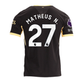 Puma Mens Manchester City Matheus Nunes Away Jersey w/ EPL + No Room For Racism Patches 26/27 (Black/Yellow)