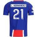 Nike Mens Paris Saint-Germain Lucas Hernández Home Jersey w/ Champions League Patches 26/27 (Blue/White/Red)