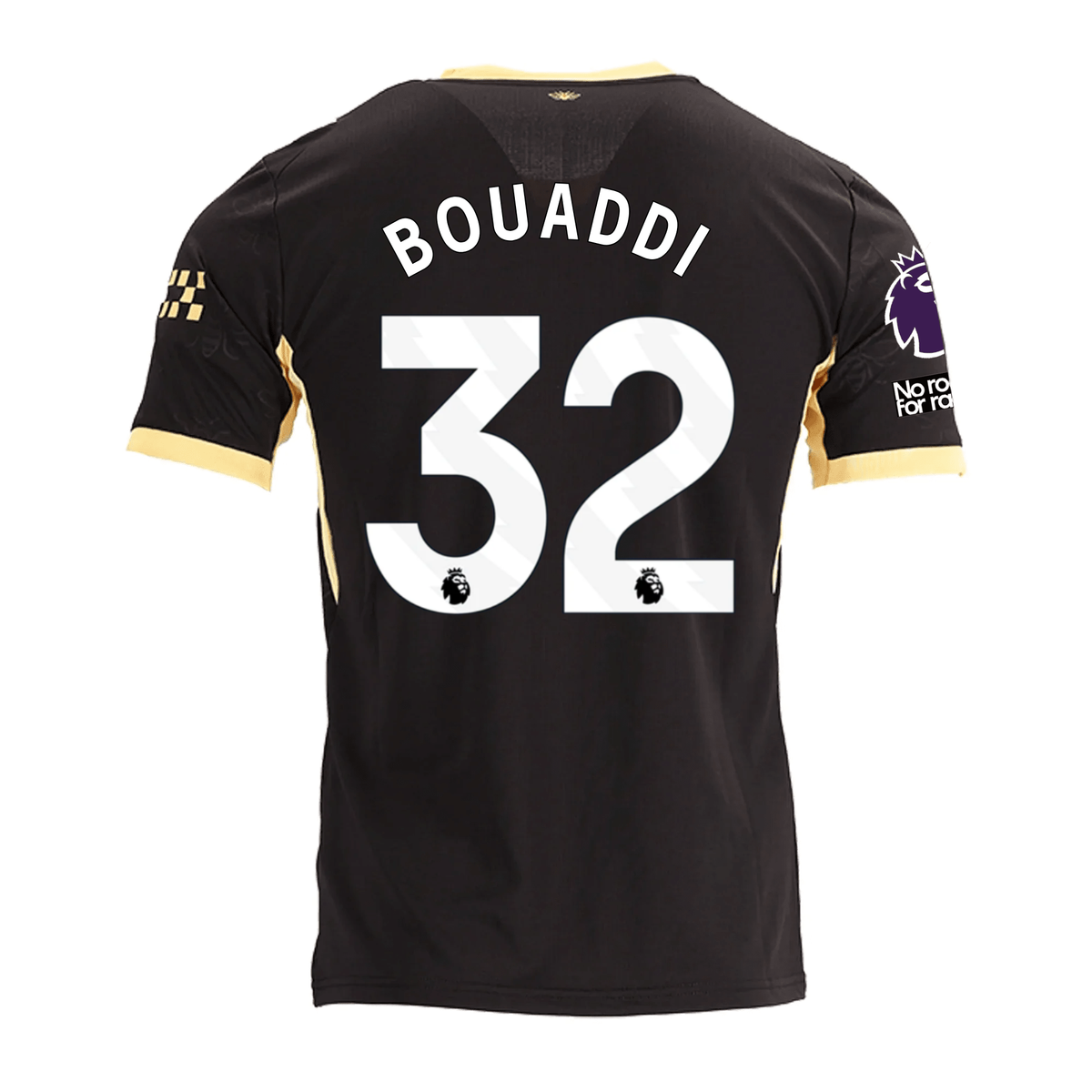 Puma Mens Manchester City Ayyoub Bouaddi Away Jersey w/ EPL + No Room For Racism Patches 26/27 (Black/Yellow)