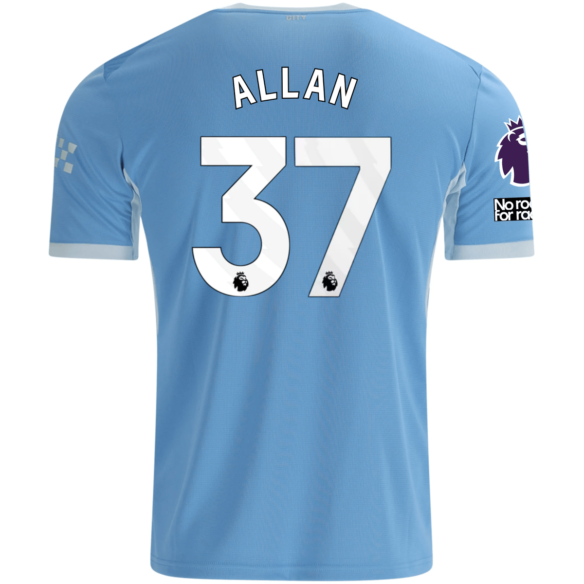 Puma Mens Manchester City Allan Andrade Elias Home Jersey EPL + No Room For Racism Patches 26/27 (Team Light Blue/Icey Blue)