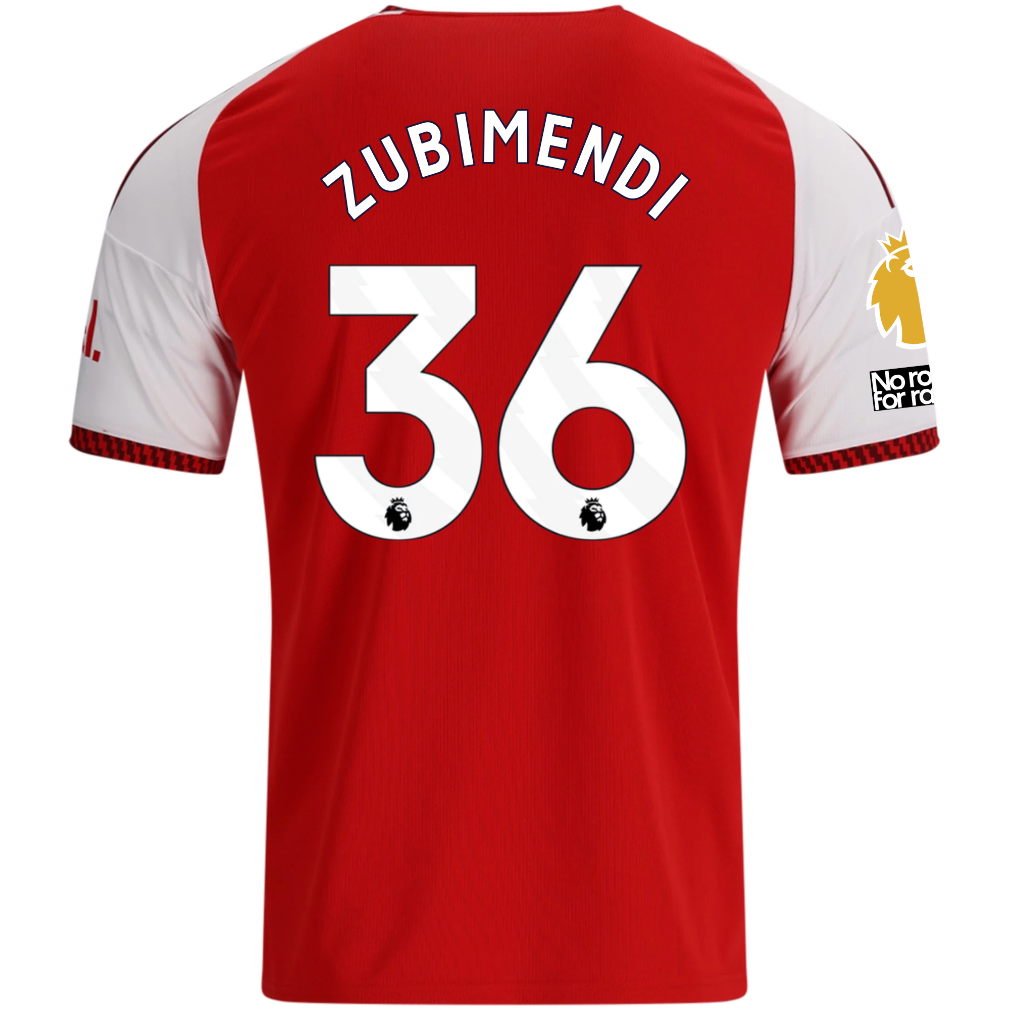 adidas Mens Arsenal Martín Zubimendi Home Jersey w/ EPL + No Room For Racism Patches 26/27 (Red)