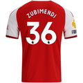 adidas Mens Arsenal Martín Zubimendi Home Jersey w/ EPL + No Room For Racism Patches 26/27 (Red)